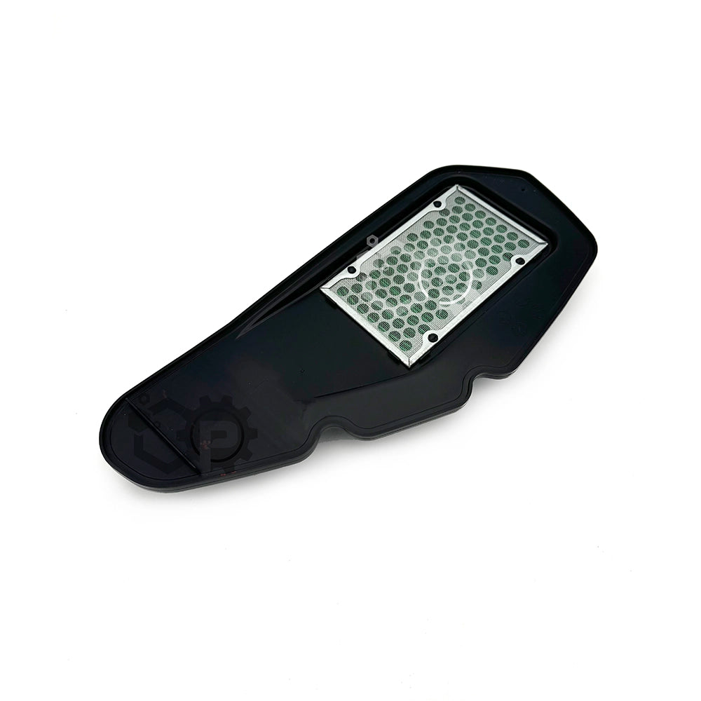 Black and silver honeycomb-patterned device on a white background