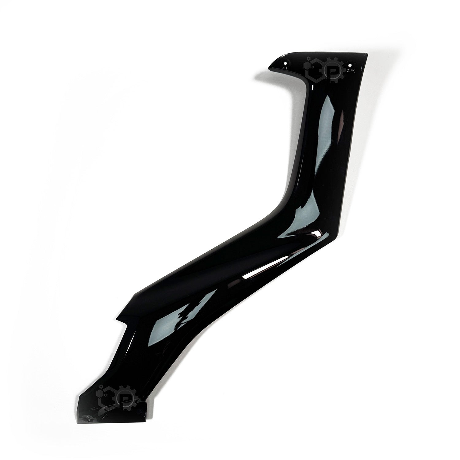 Black motorcycle fender on a white background