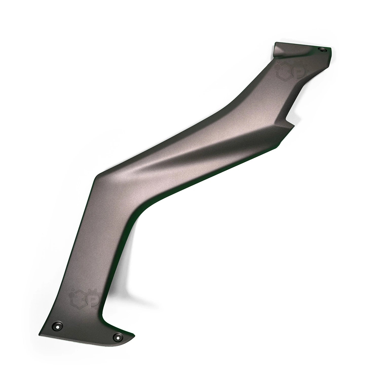 Metallic gray bracket on a white background
