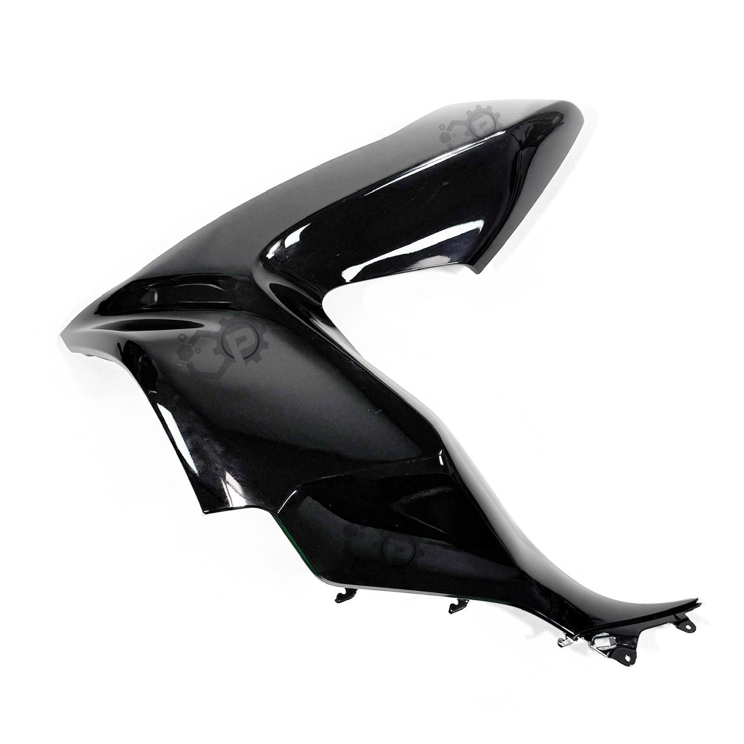 Black motorcycle fairing on a white background
