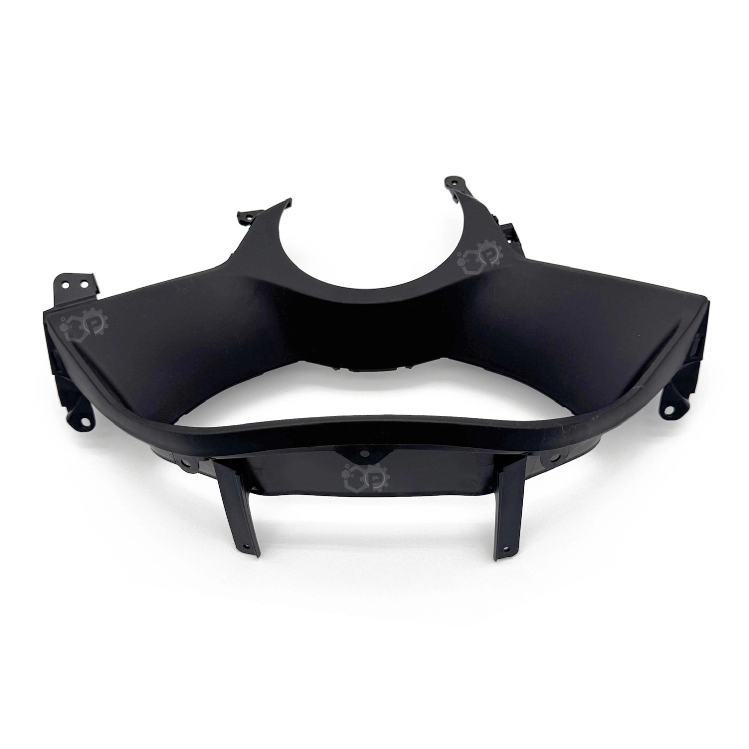 Black motorcycle fairing on a white background