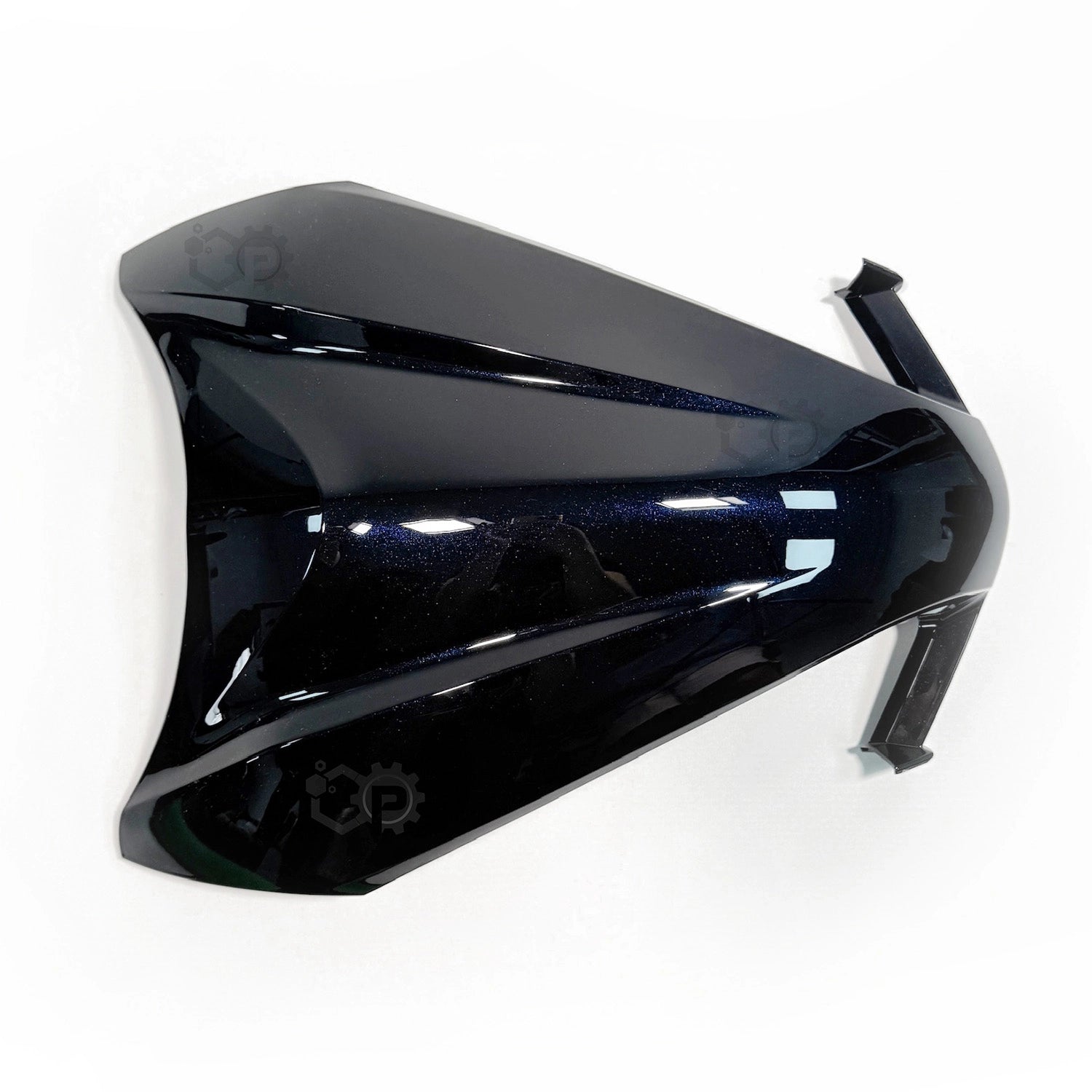 Black motorcycle windshield on a white background