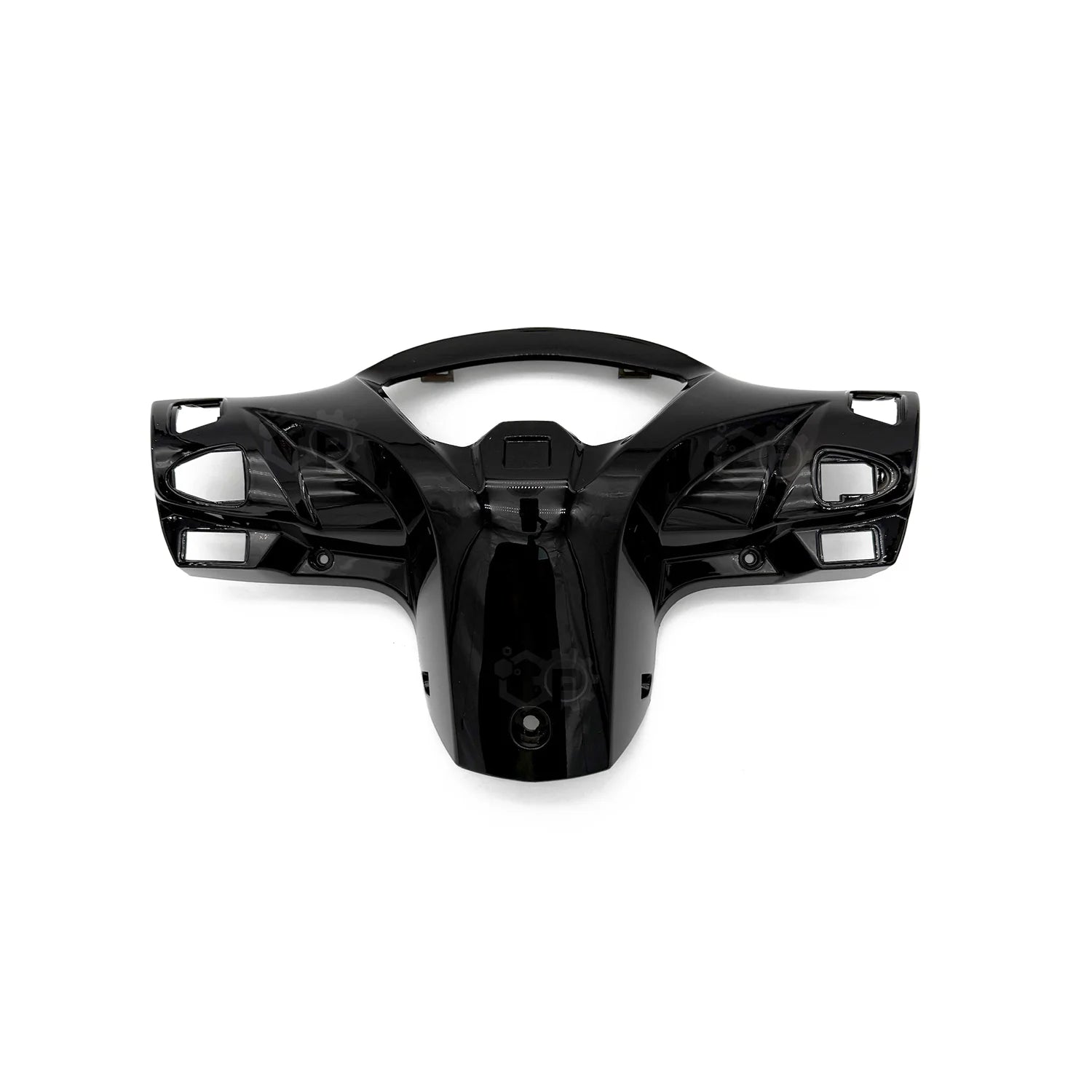 Black motorcycle fairing on a white background