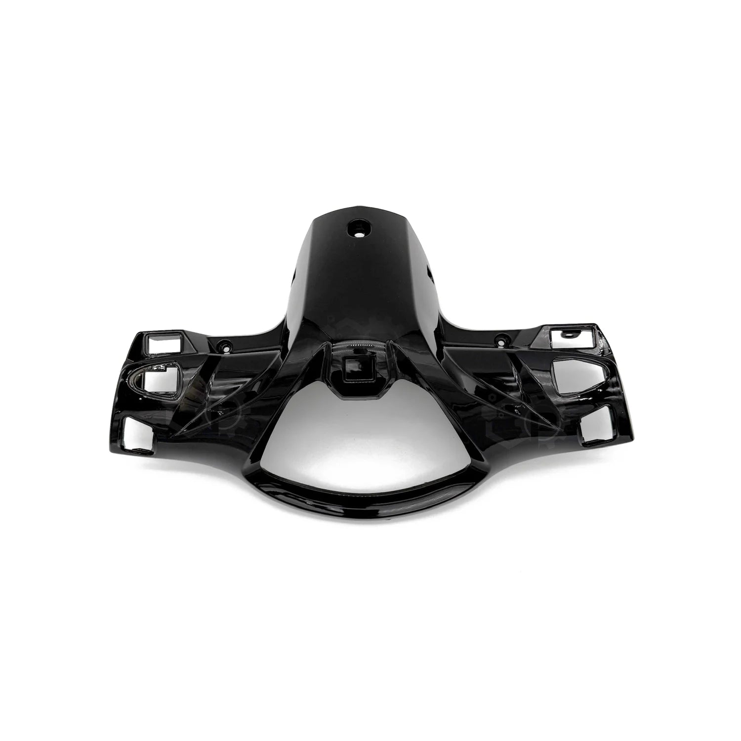 Black motorcycle fender on a white background