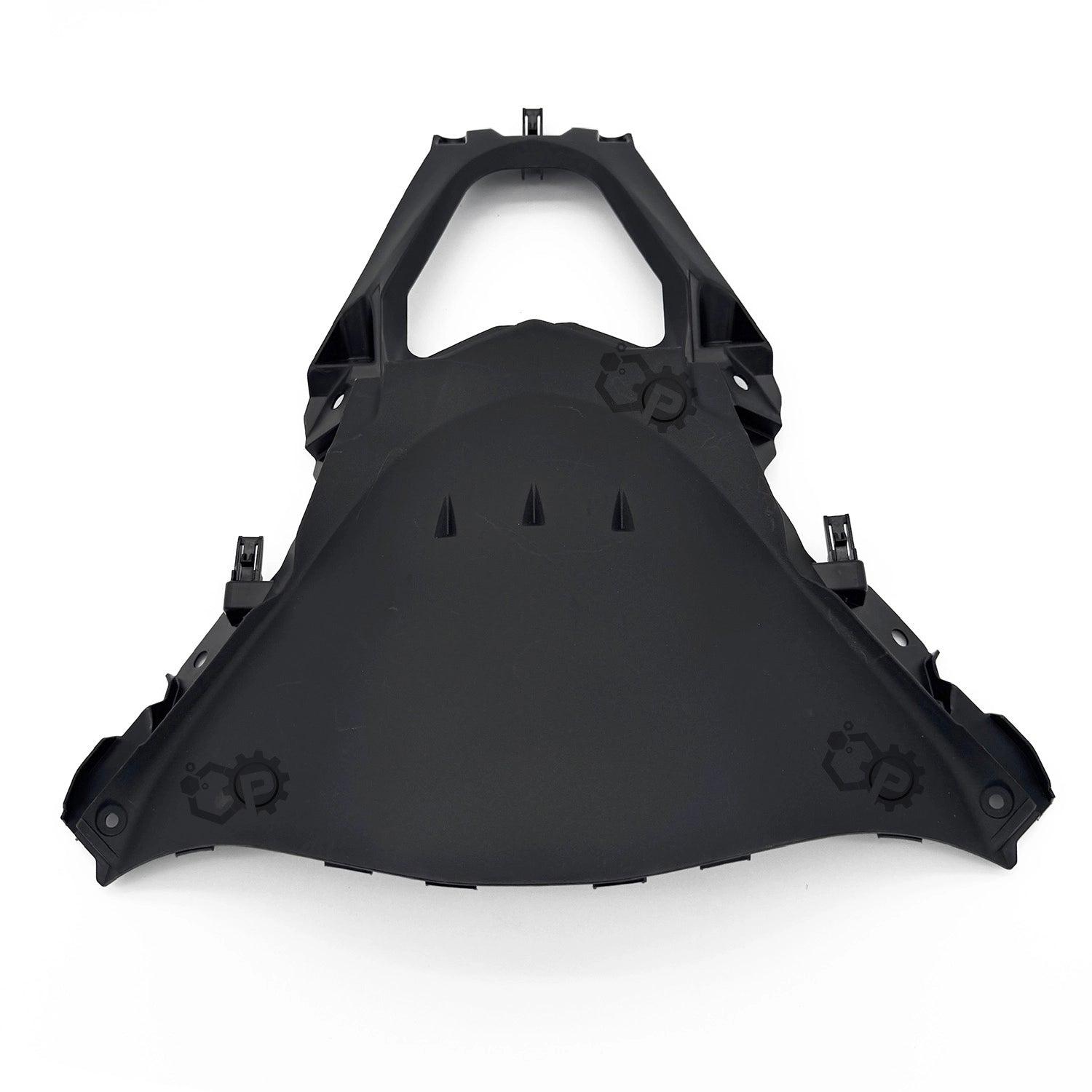 Black motorcycle fairing on a white background