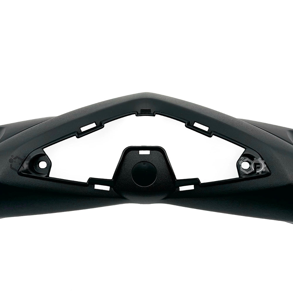 Black motorbike handlebar with a white background