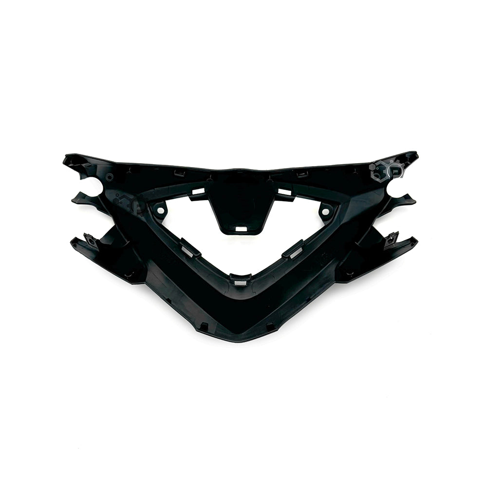 Black plastic automotive part on a white background