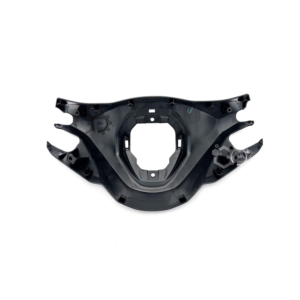 Black handle bar cover component on a white background