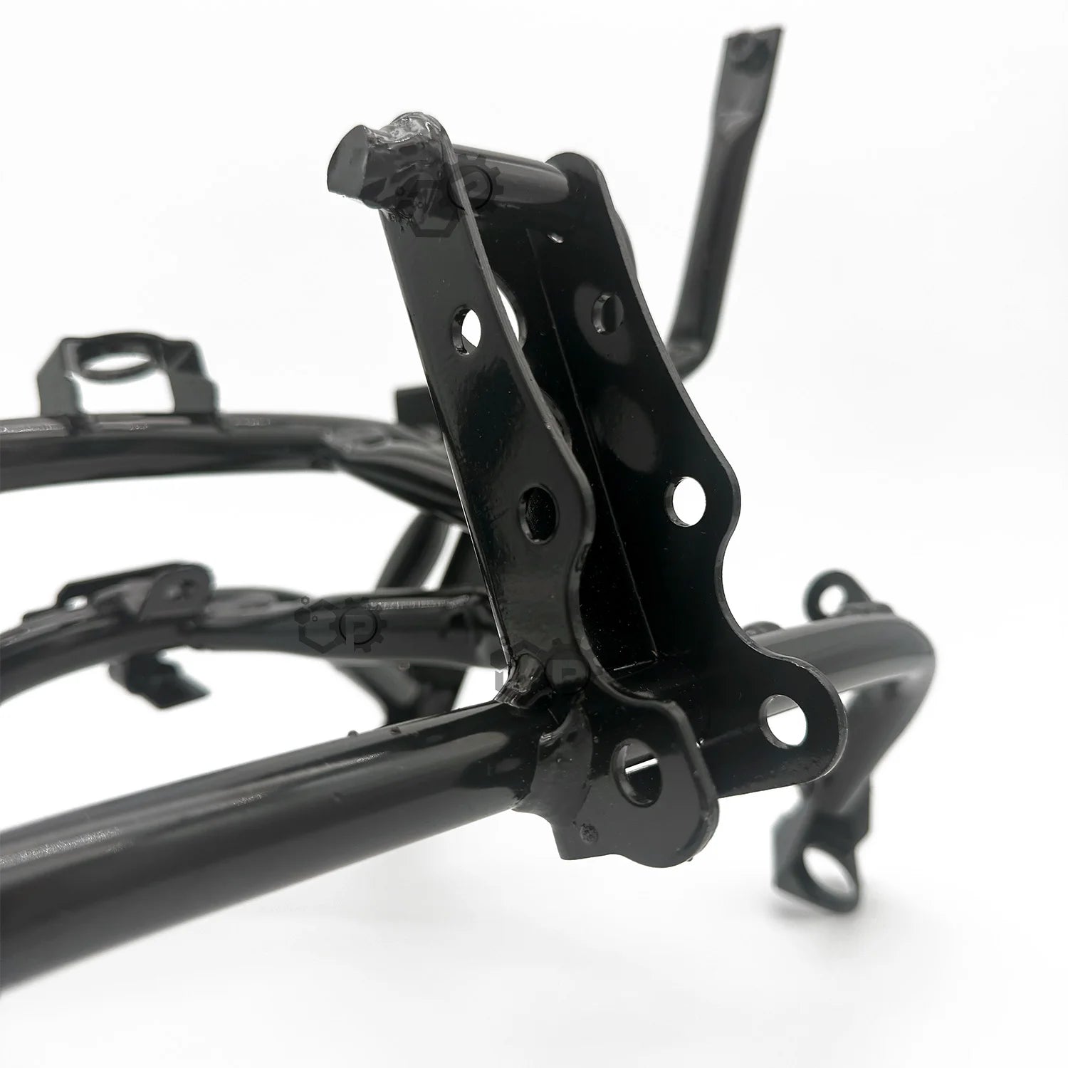 Close-up of a black metal on a white background
