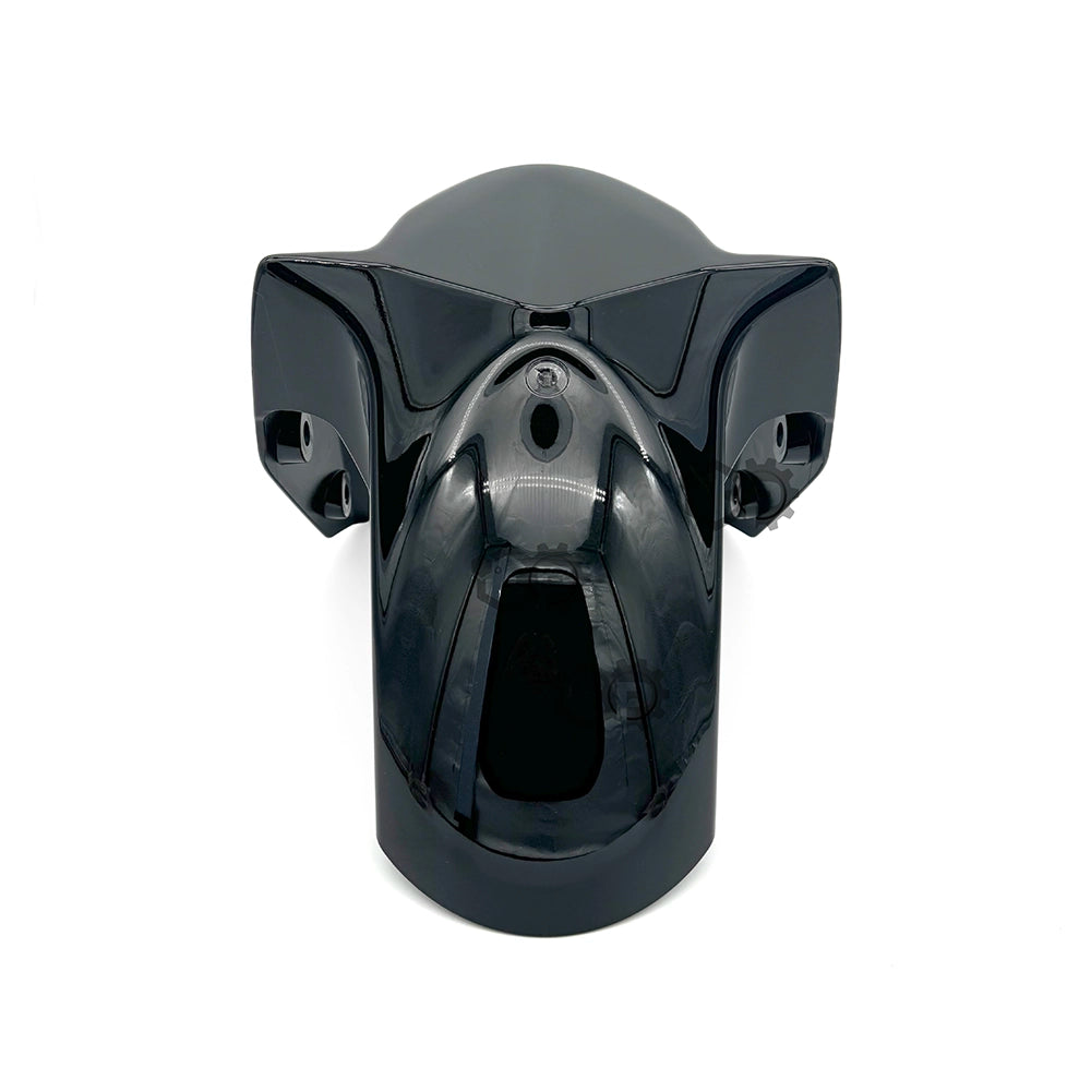 Black motorcycle fender on a white background