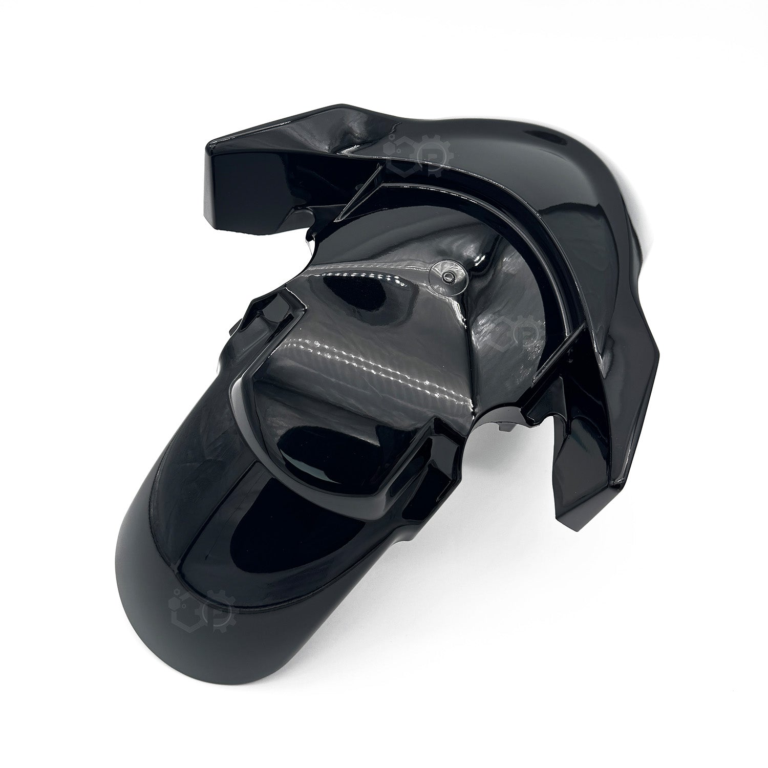 Black motorcycle fairing on a white background