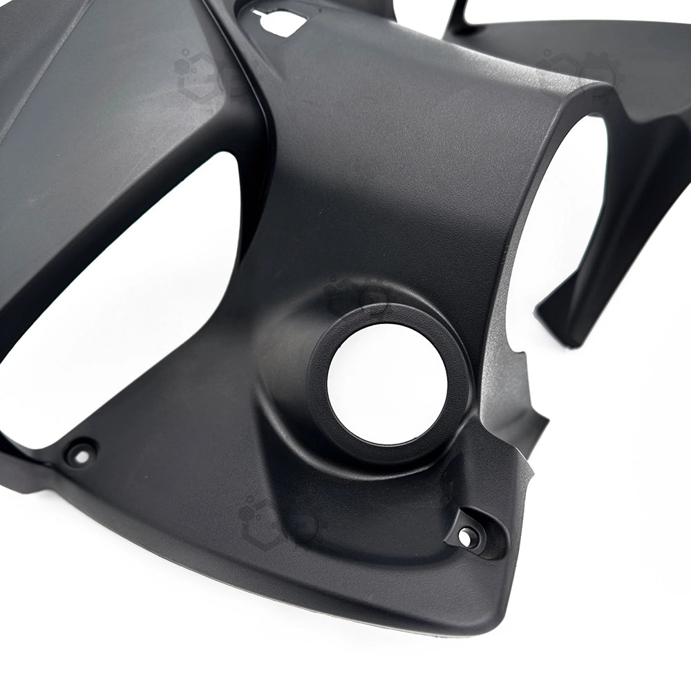 Black motorcycle fairing on a white background