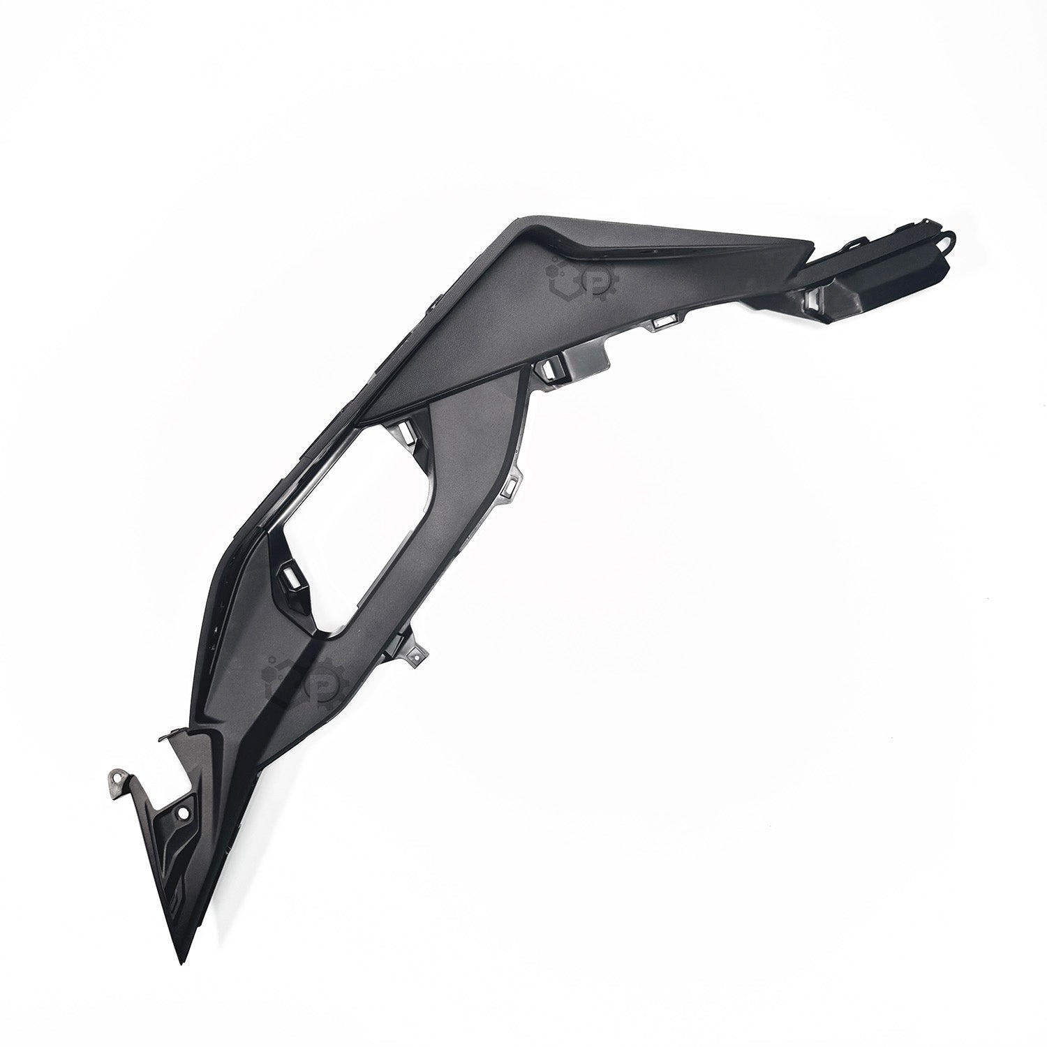 Black motorcycle fairing on a white background