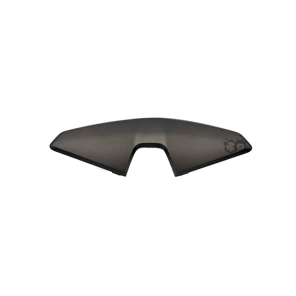 Black curved object on a white background