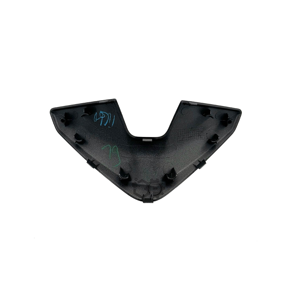 Black plastic component on a white background