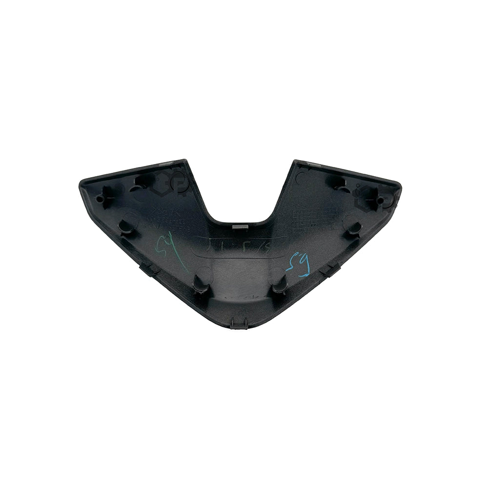 Black plastic U-shaped component on a white background