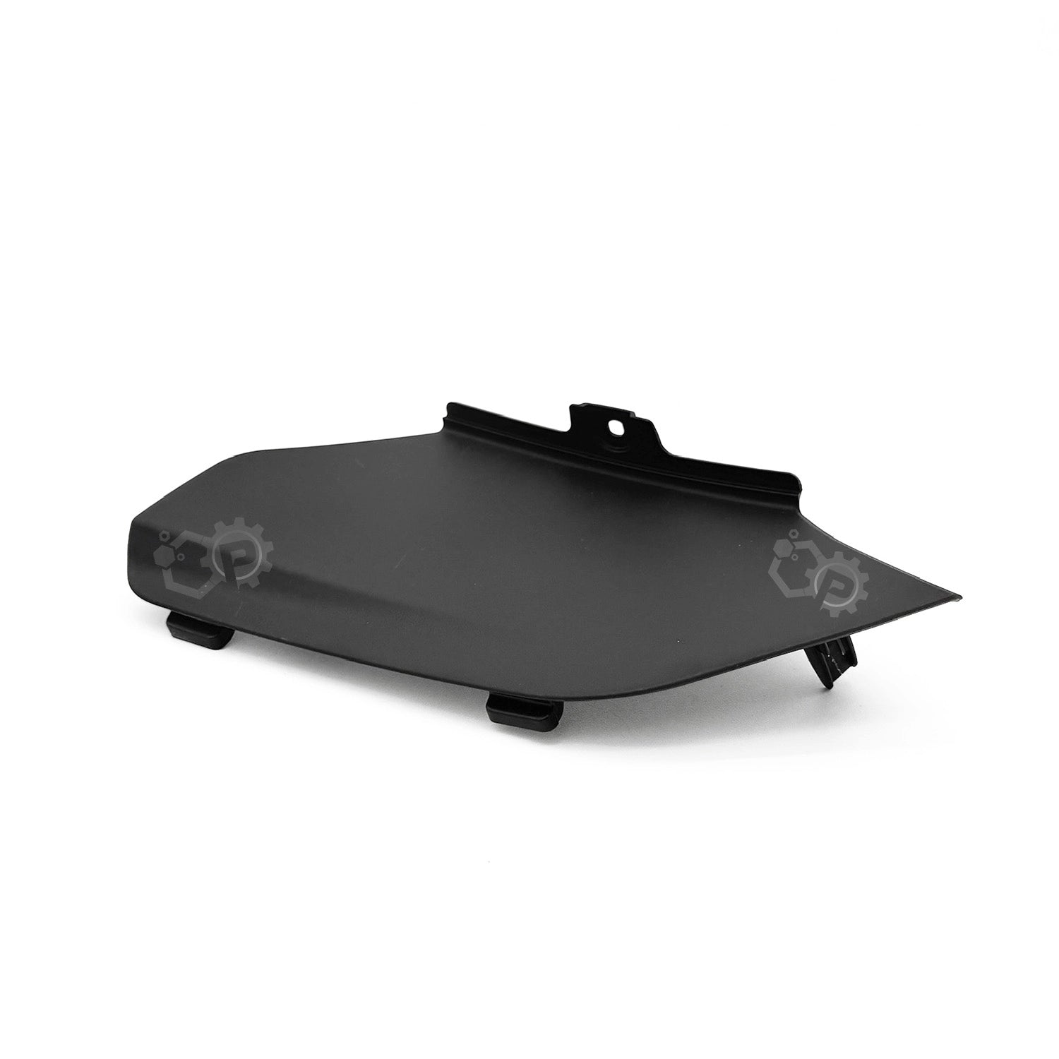 Black motorcycle fender on a white background