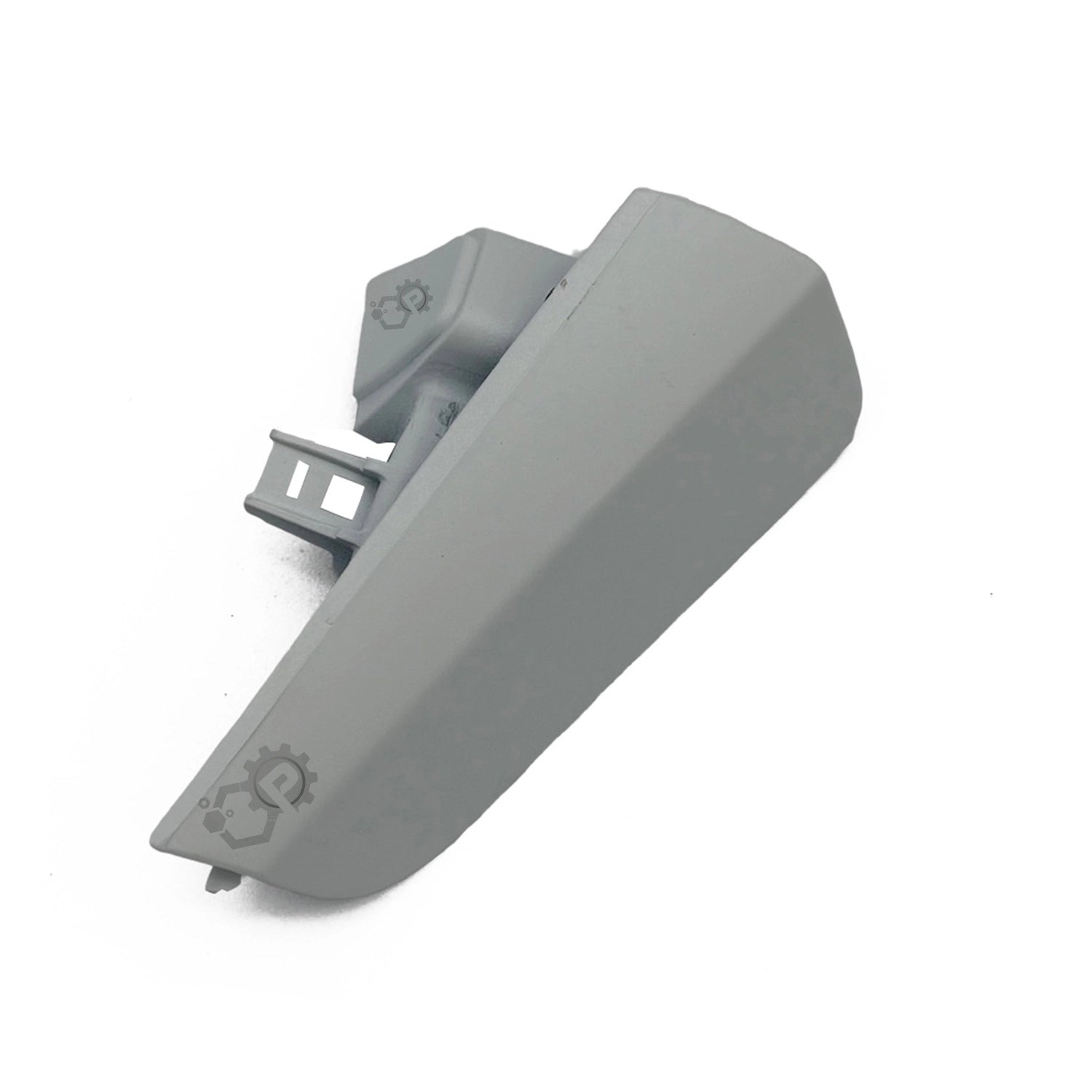 Gray plastic component on a white background