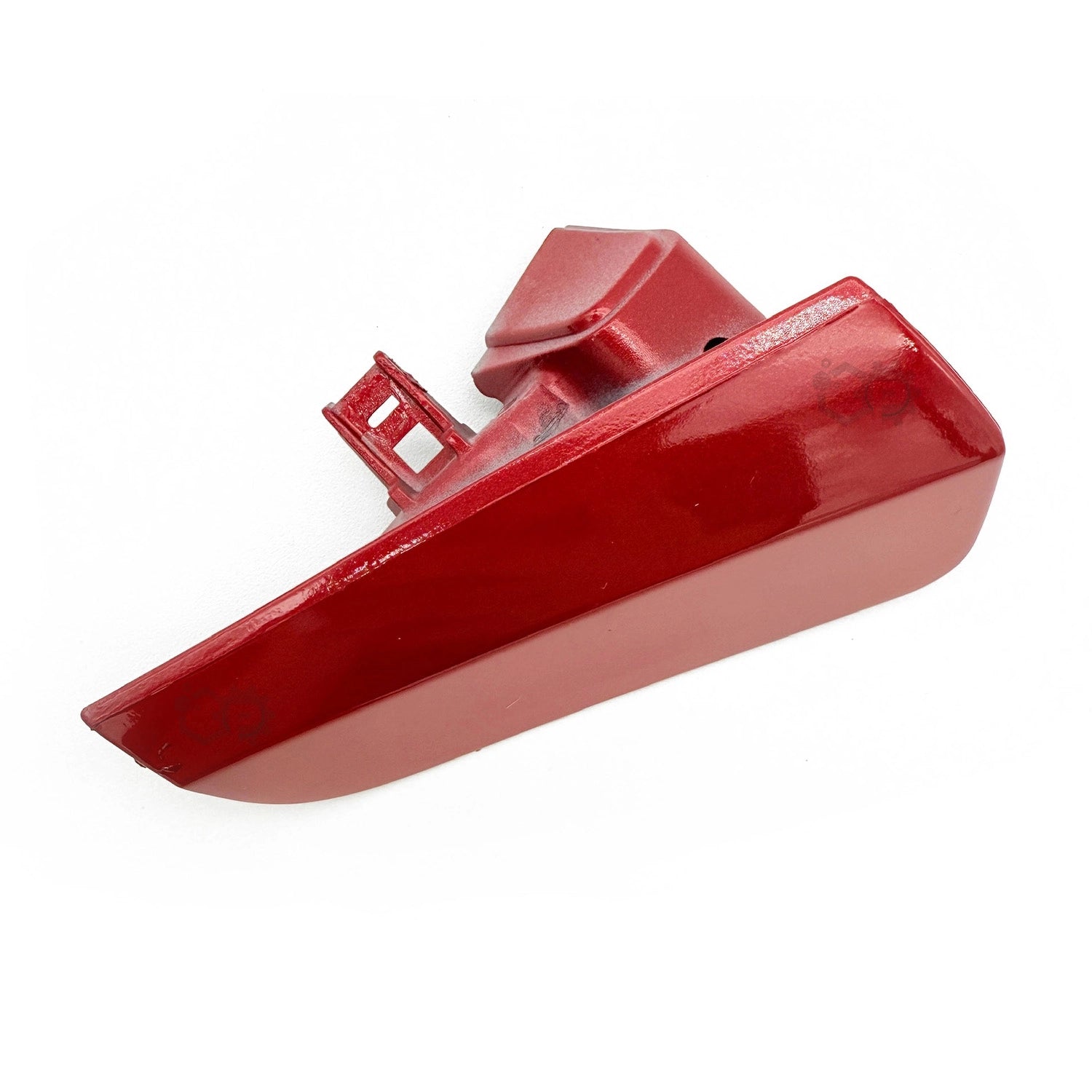Red metal bracket on a white background