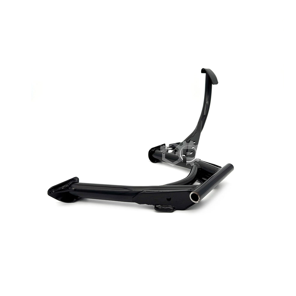 Black metal bracket on a white background