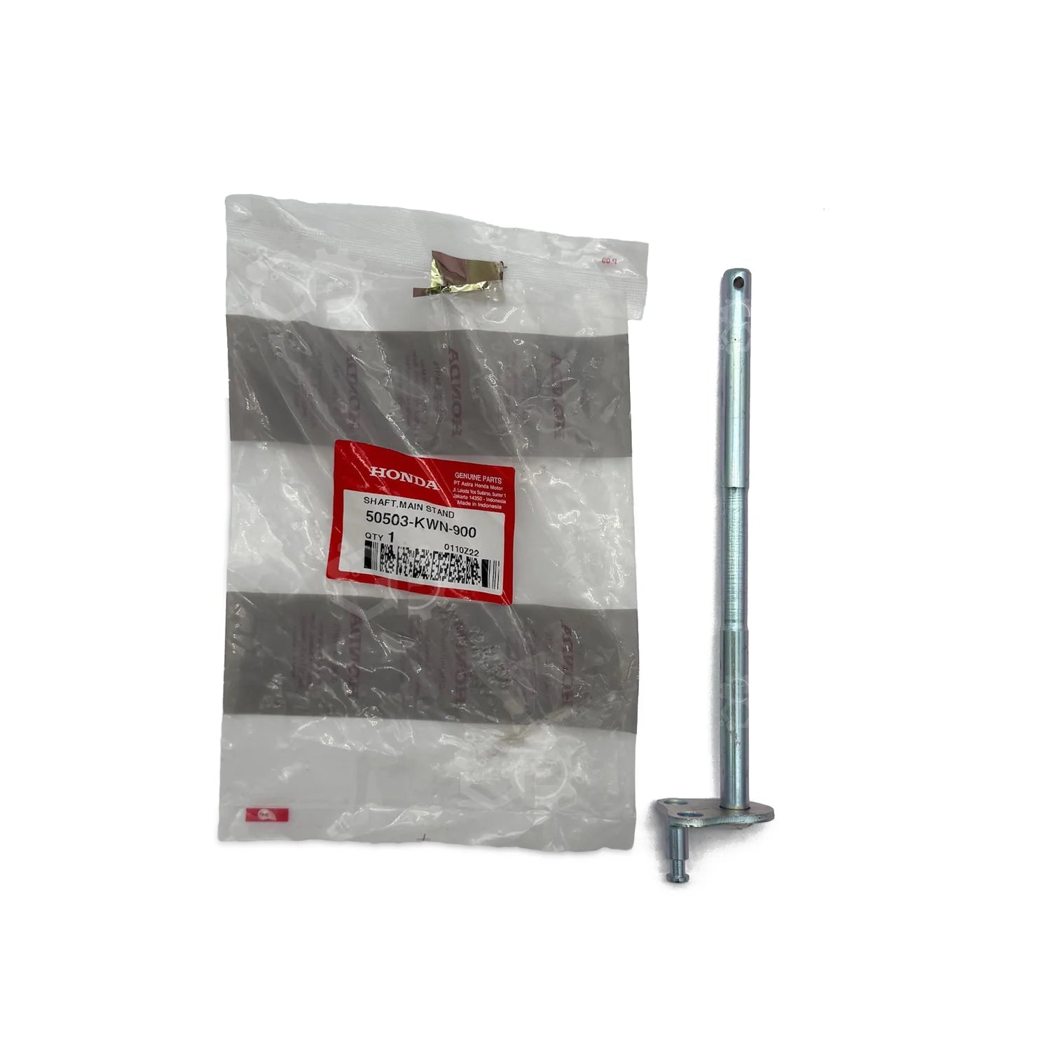 Honda replacement part in packaging with a metal rod on a white background