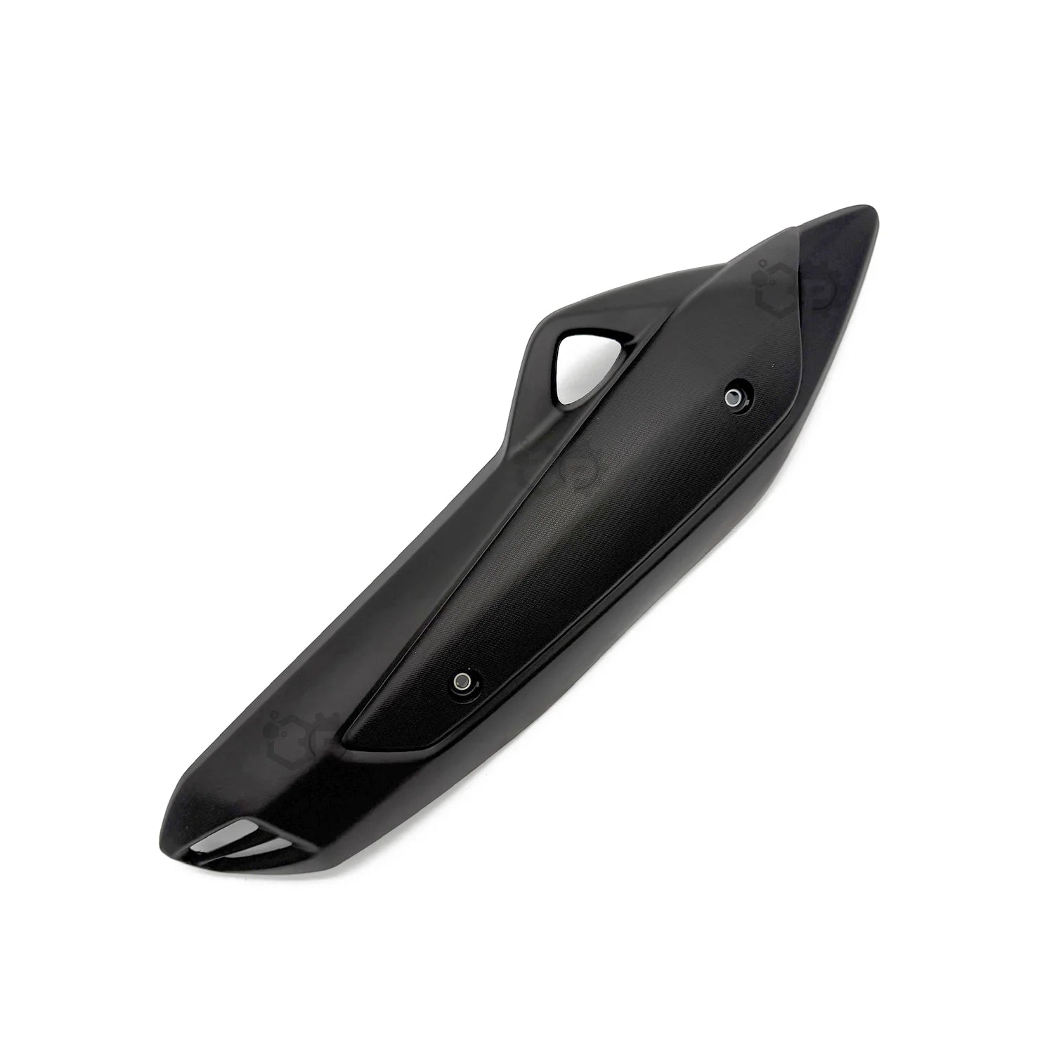 Black motorcycle fender on a white background