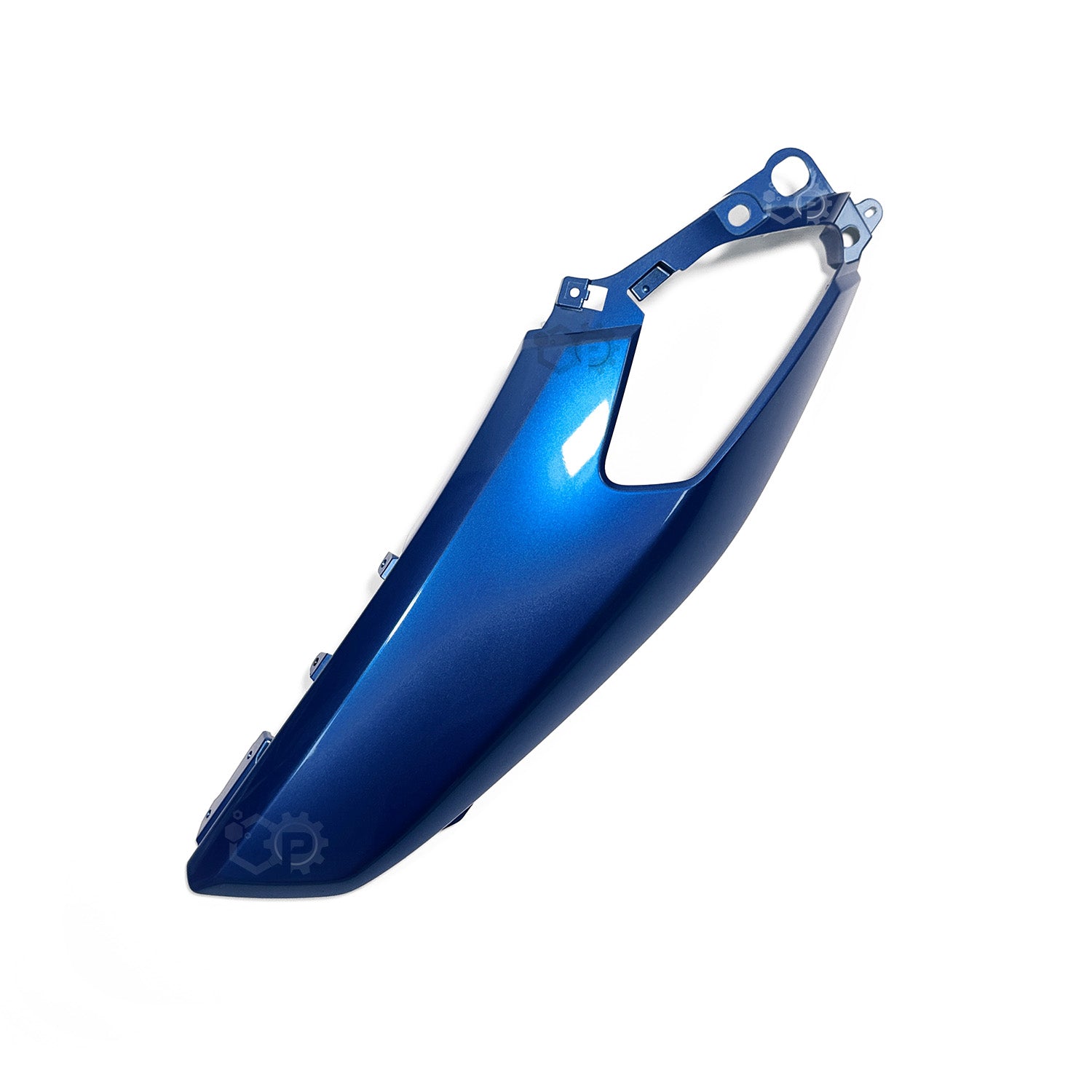 Blue motorcycle fender on a white background