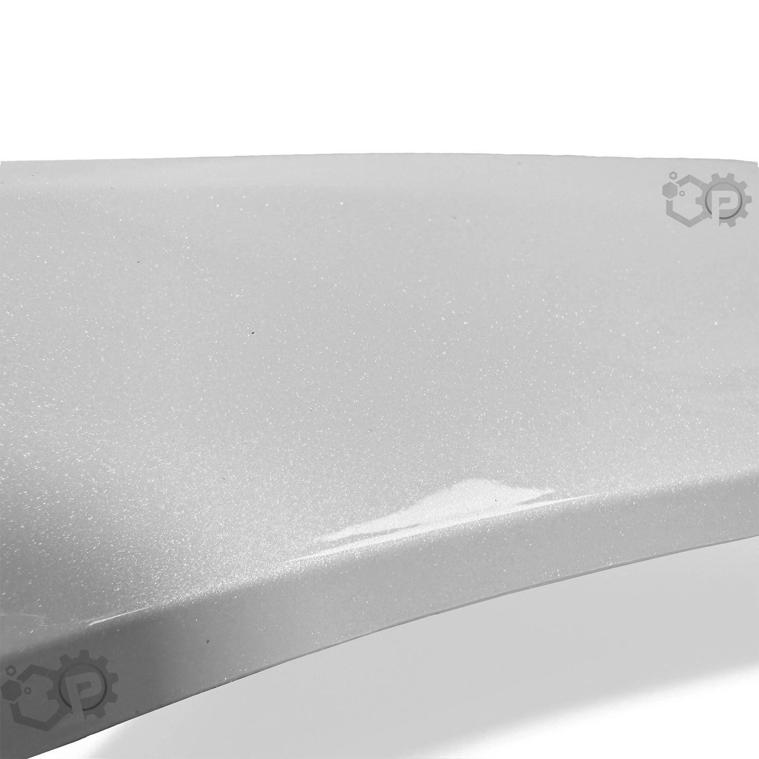 Close-up of a white ceramic sink with a subtle texture on a light gray background.