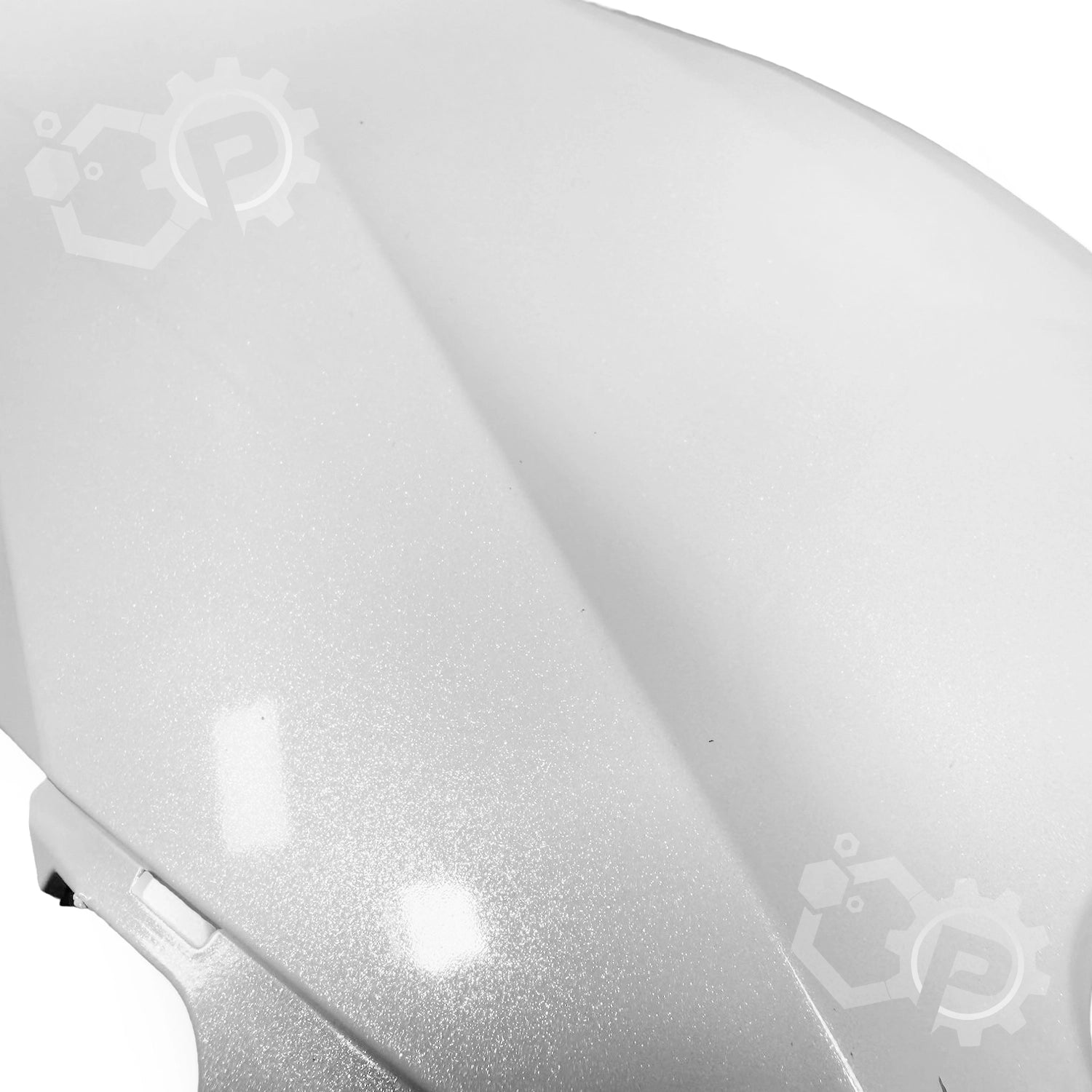 Close-up of a white helmet with brand logo on a white background