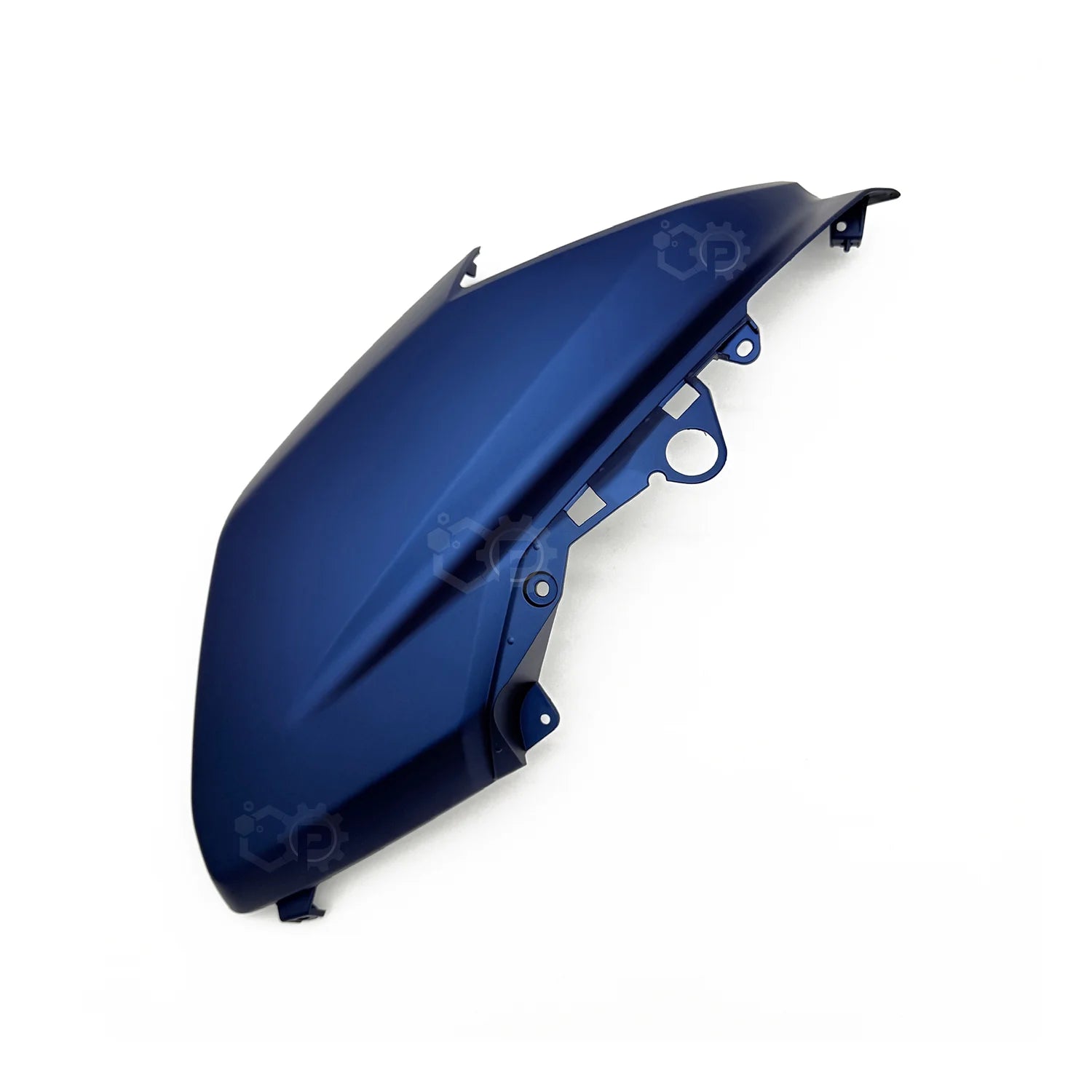 Blue motorcycle fender on a white background