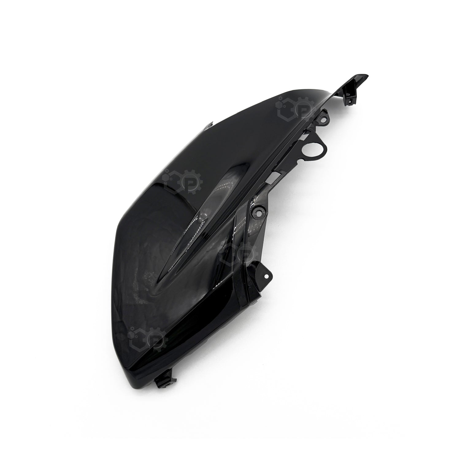 Black cowling on a white background