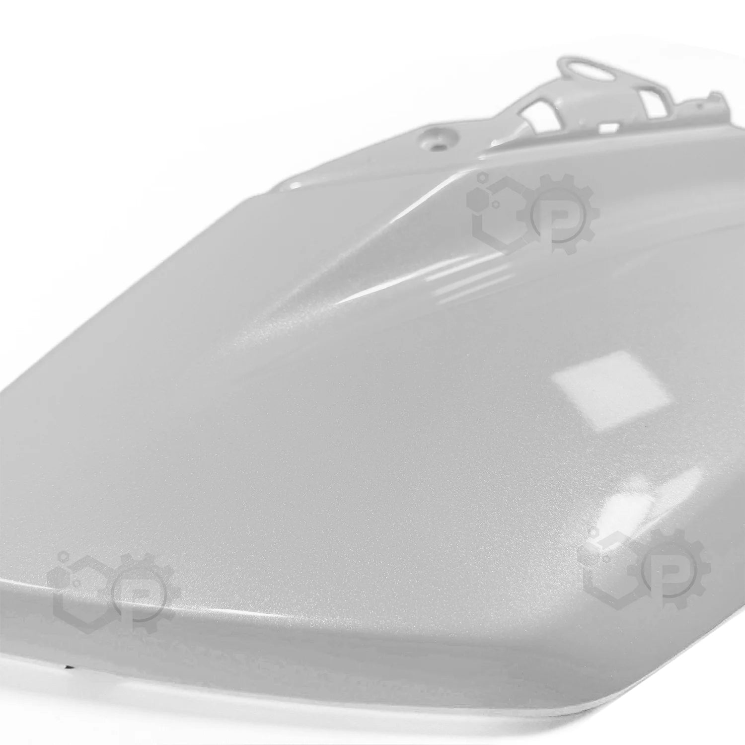 White plastic fender with brand logo on a white background