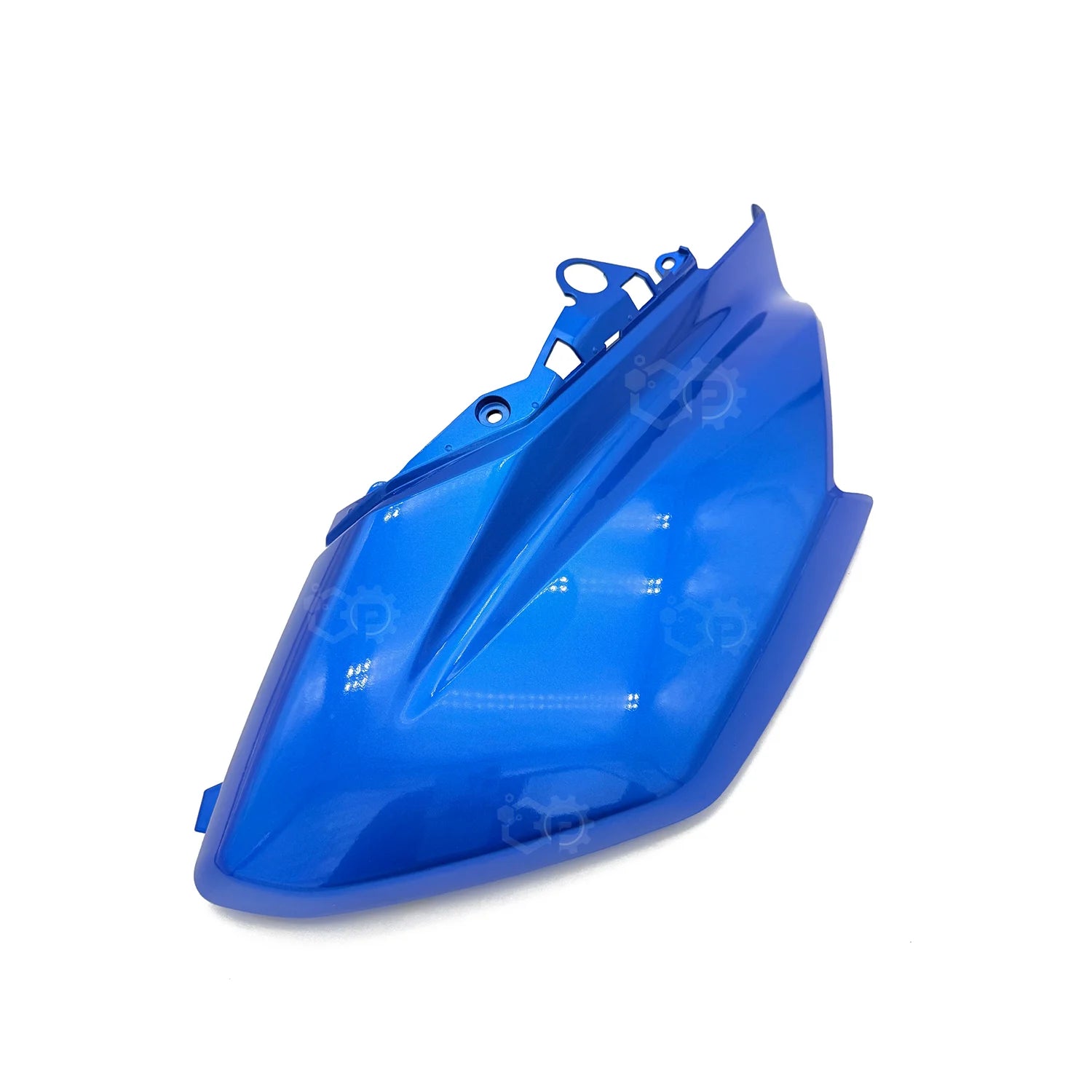 Blue motorcycle fender on a white background