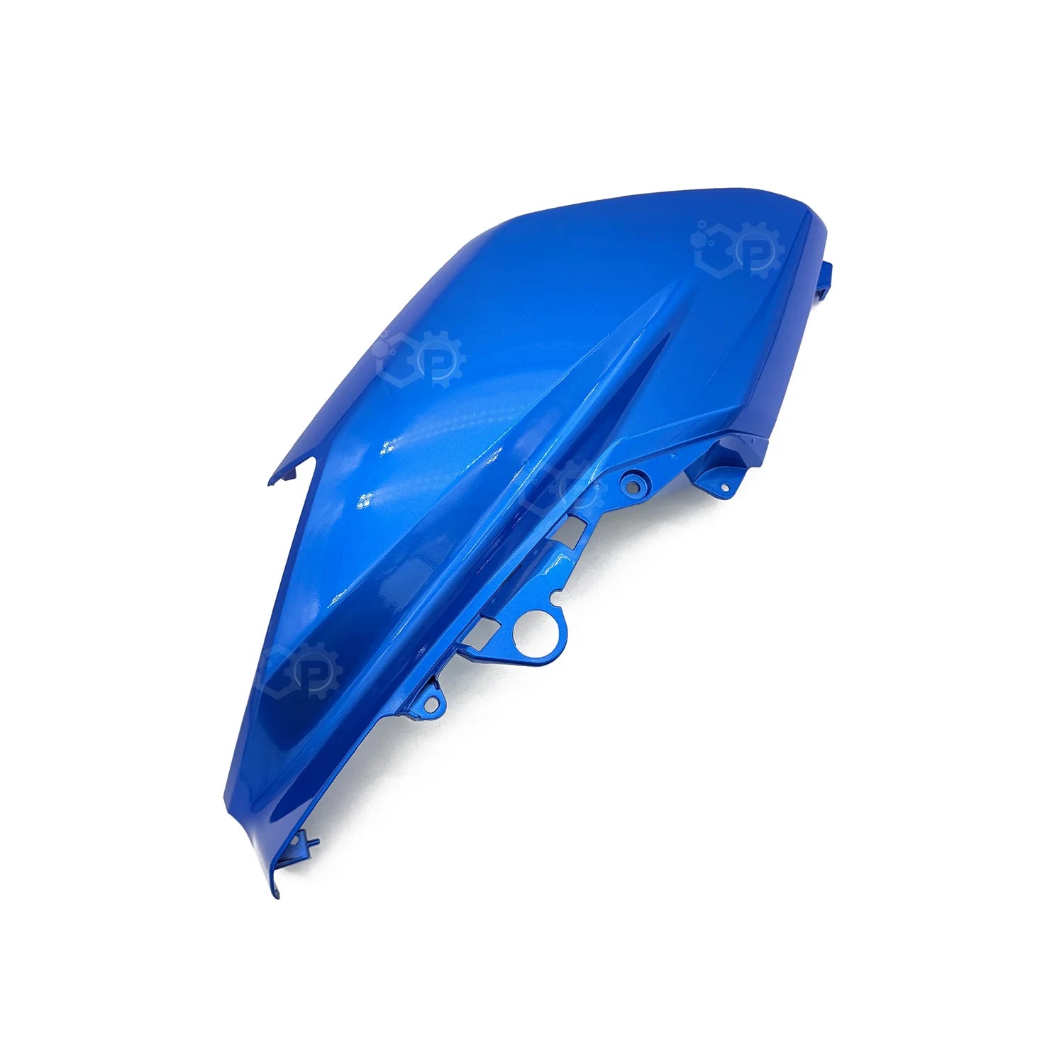 Blue motorcycle fender on a white background