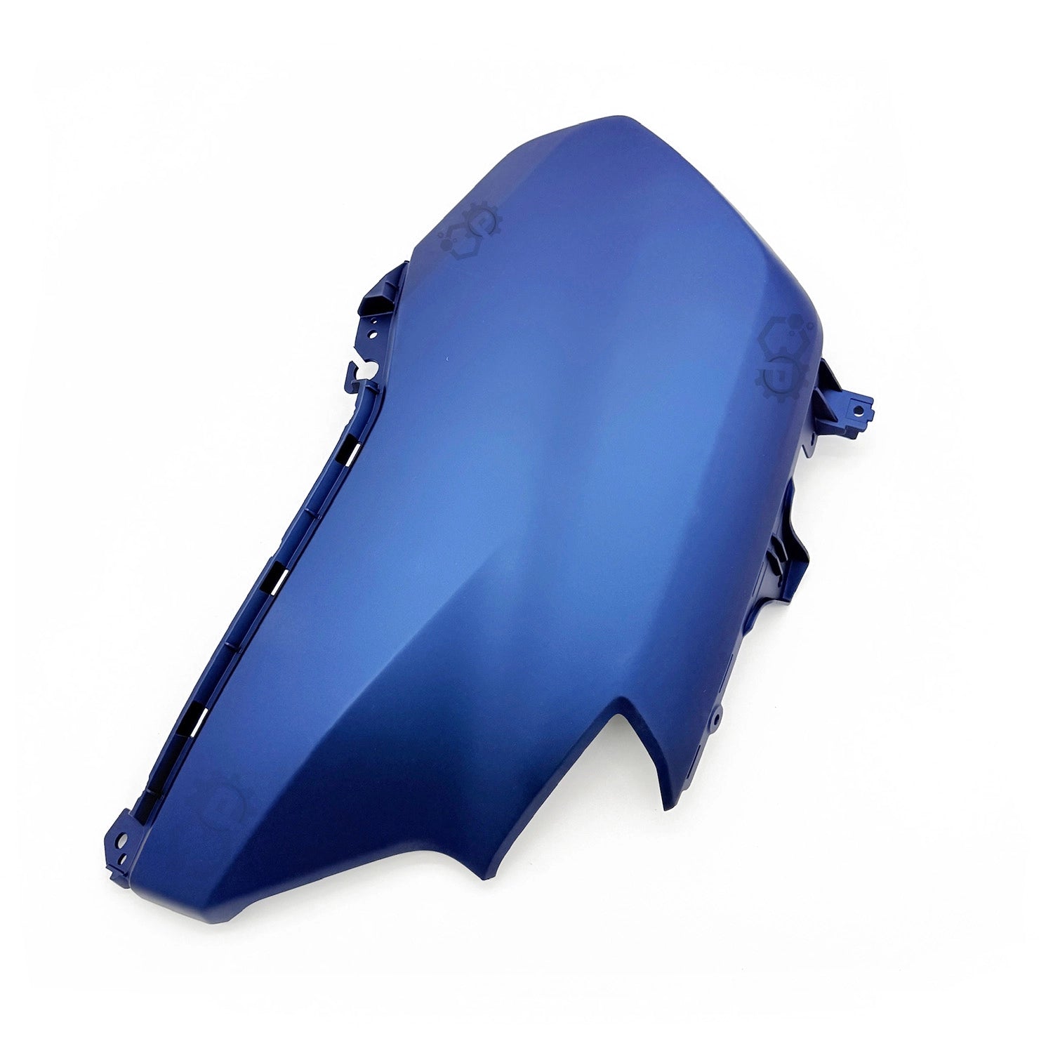 Blue motorcycle windshield on a white background
