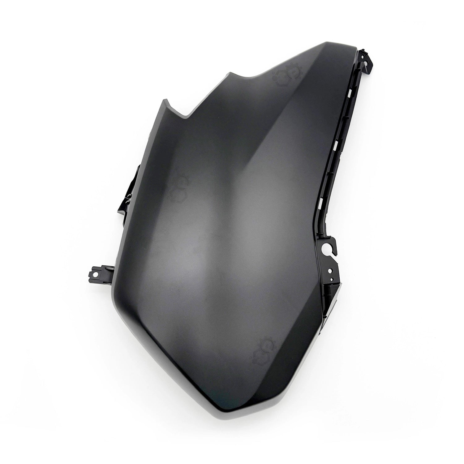 Black motorcycle windshield on a white background