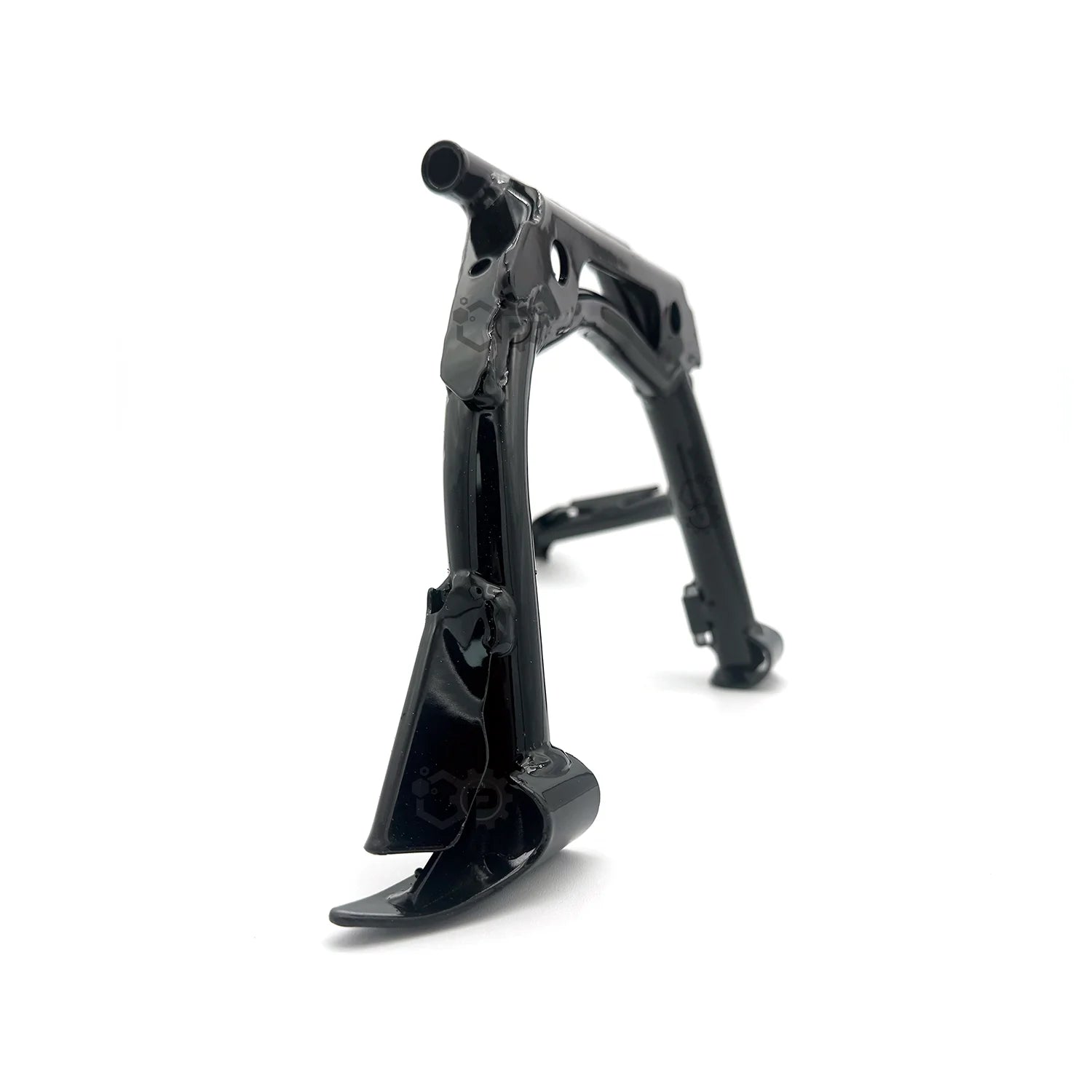 Black metal stand on a white background