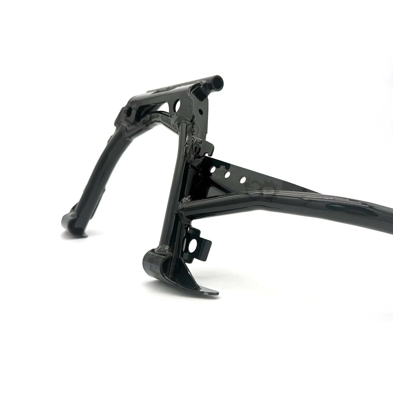 Black motorcycle frame on a white background