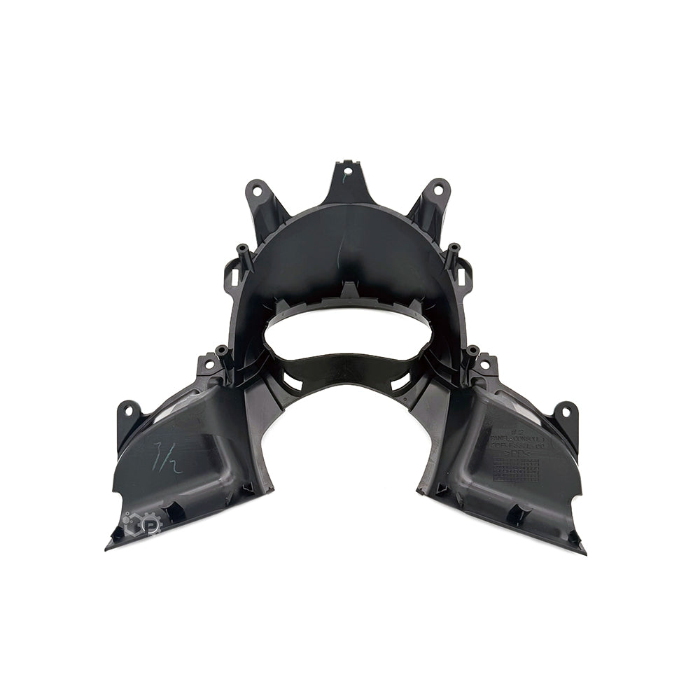 Black motorcycle fairing on a white background