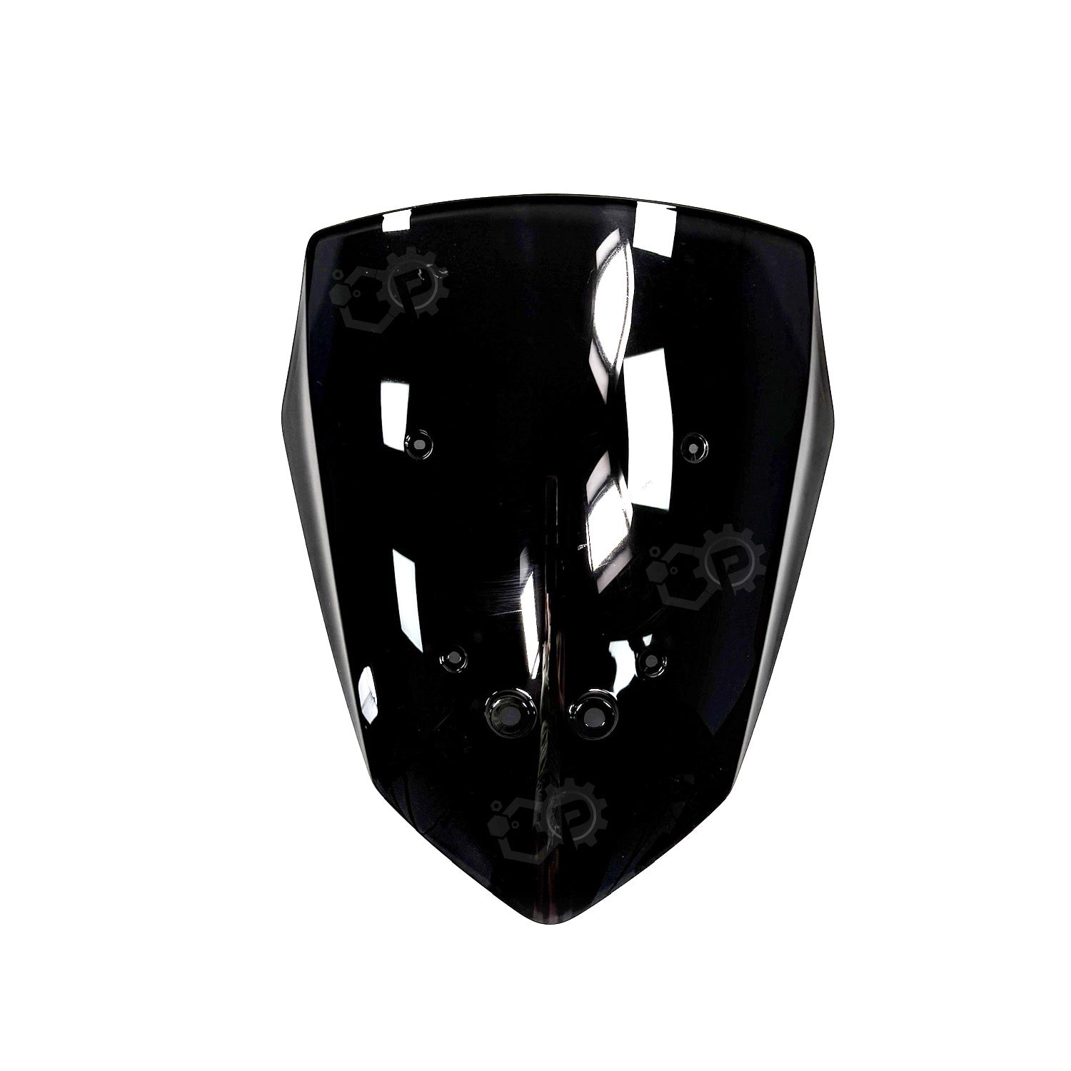 Black motorcycle windshield on a white background