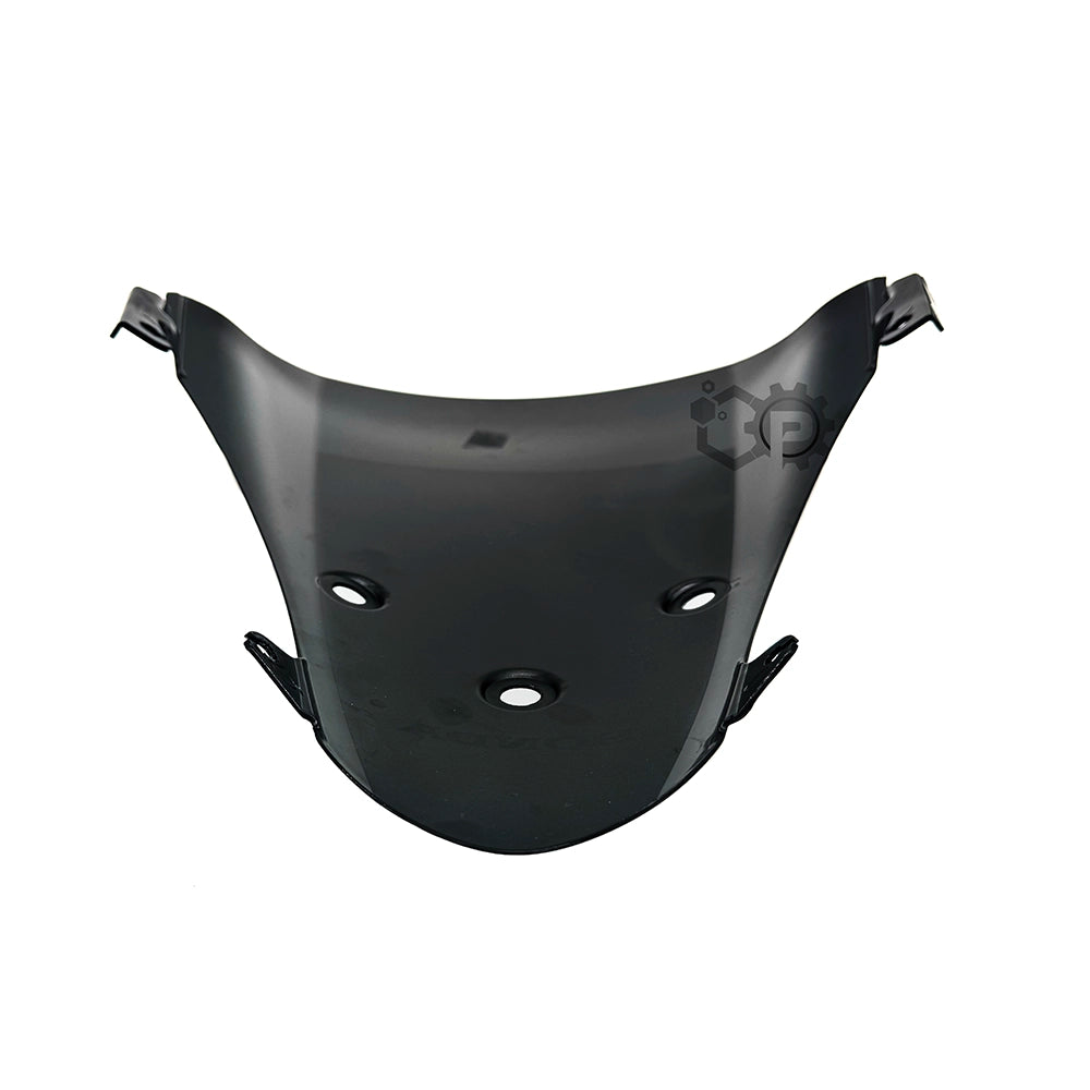 Black motorcycle visor on a white background