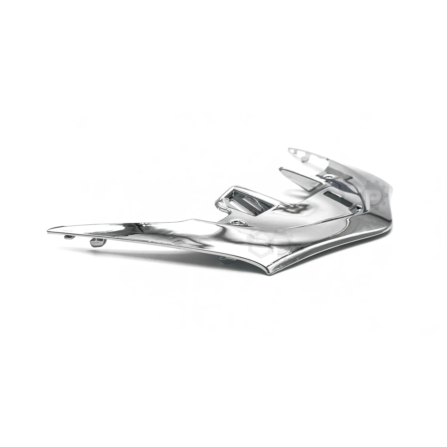 Chrome motorcycle fairing on a white background