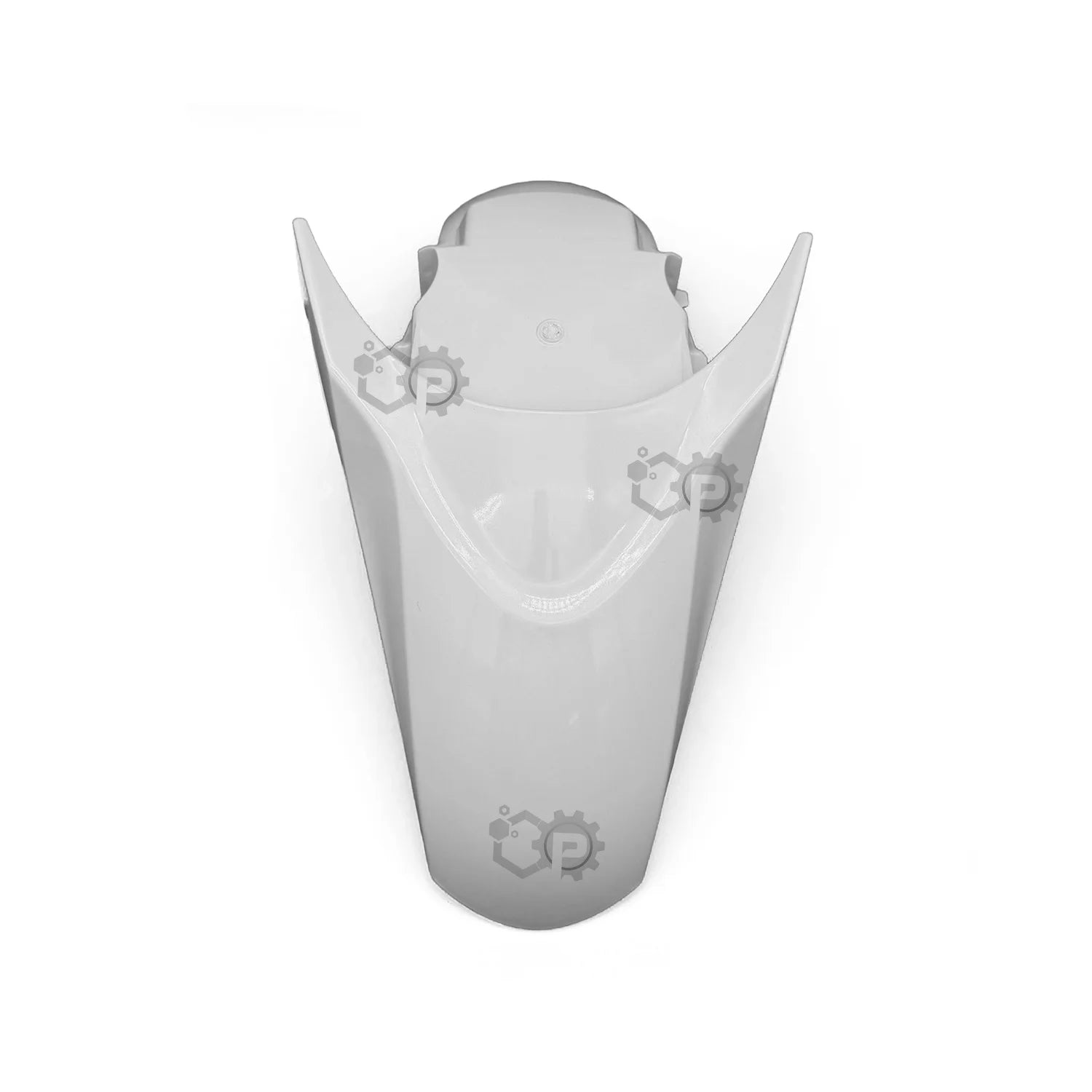 White motorcycle fairing with brand logo on a white background