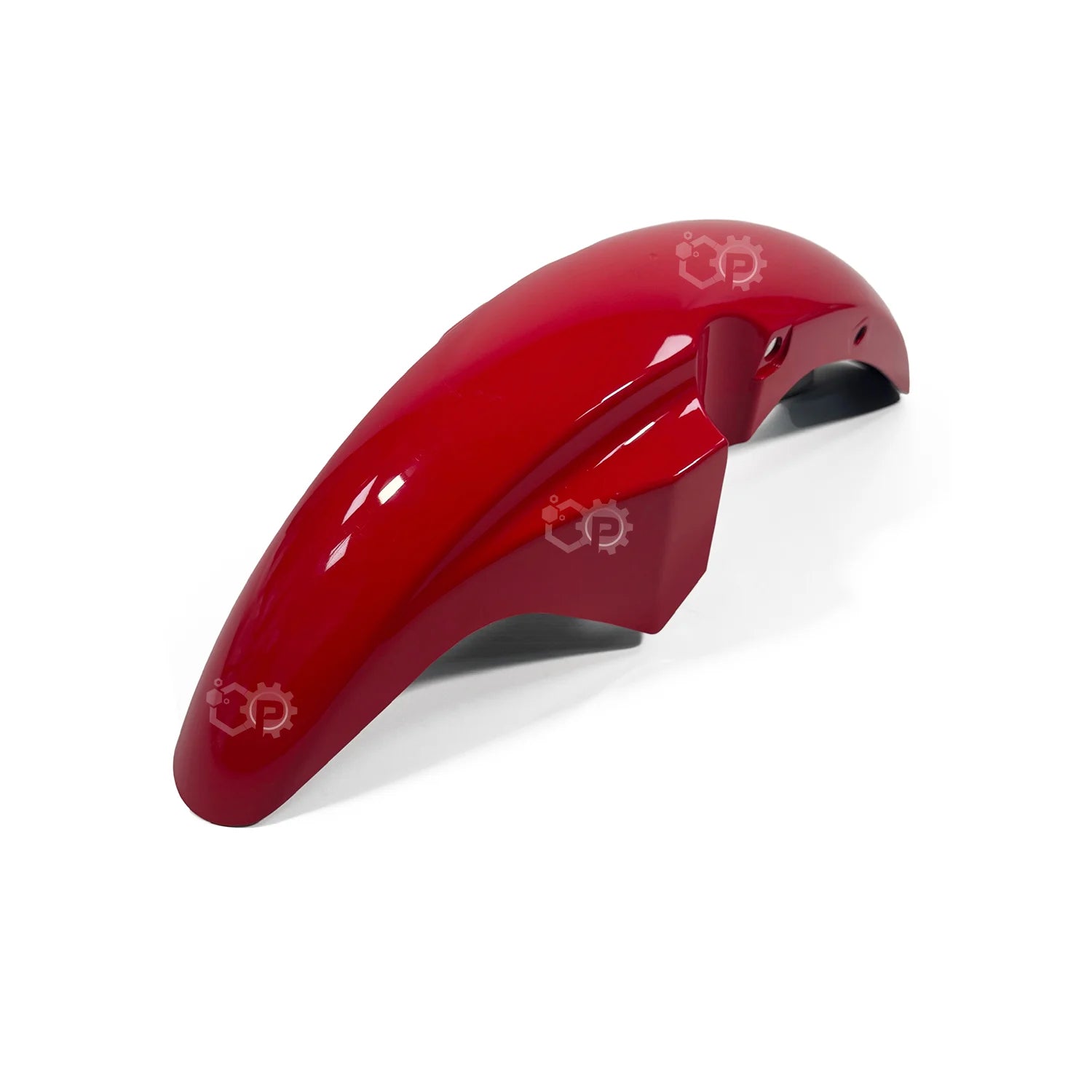 Red motorcycle fender on a white background