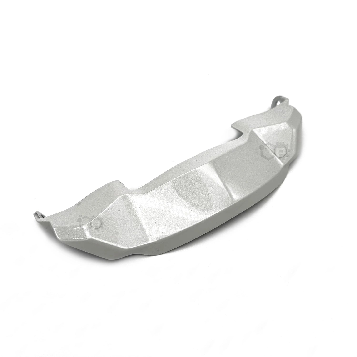 Metallic car bumper on a white background
