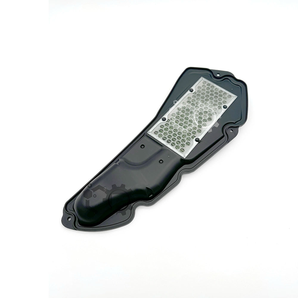 Black handheld grater with metal surface on a white background