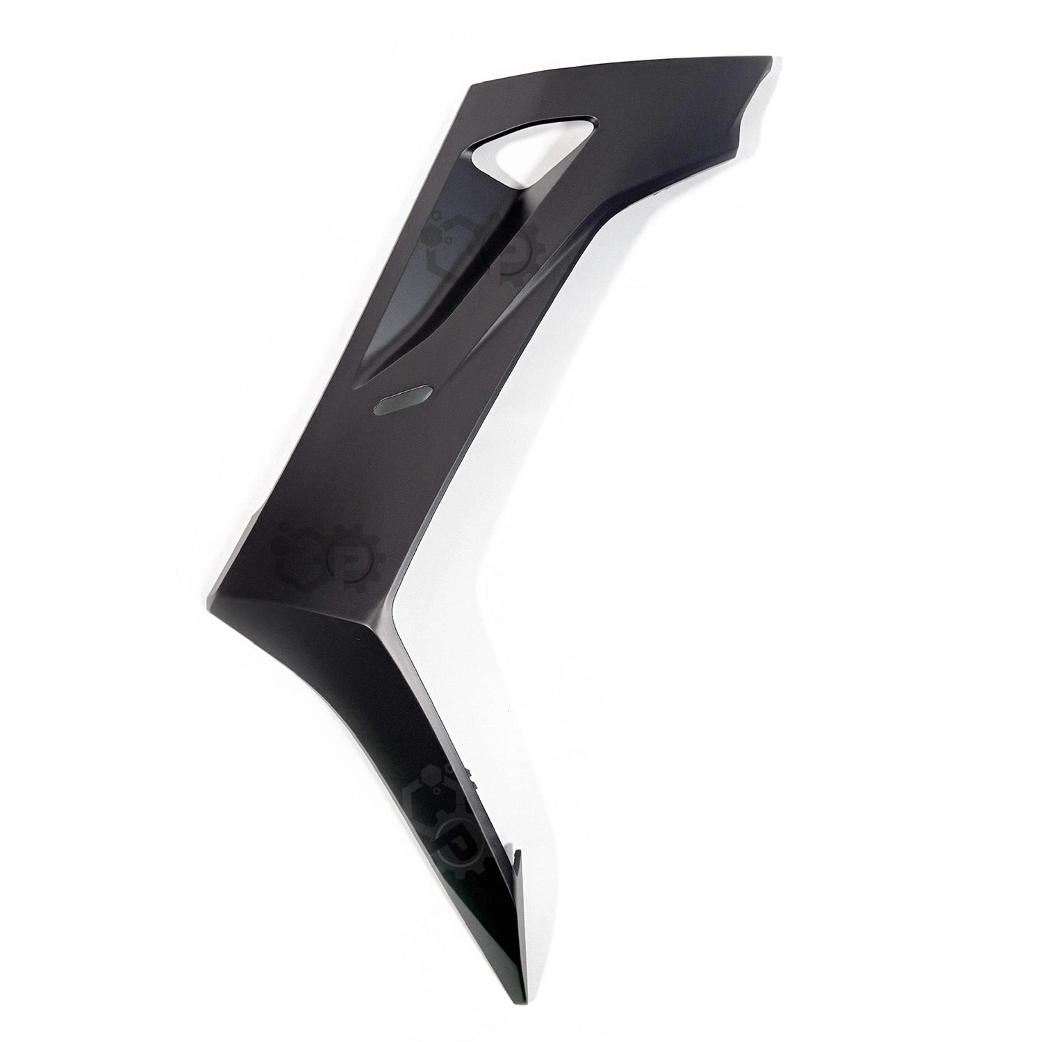 Black motorcycle fairing on a white background