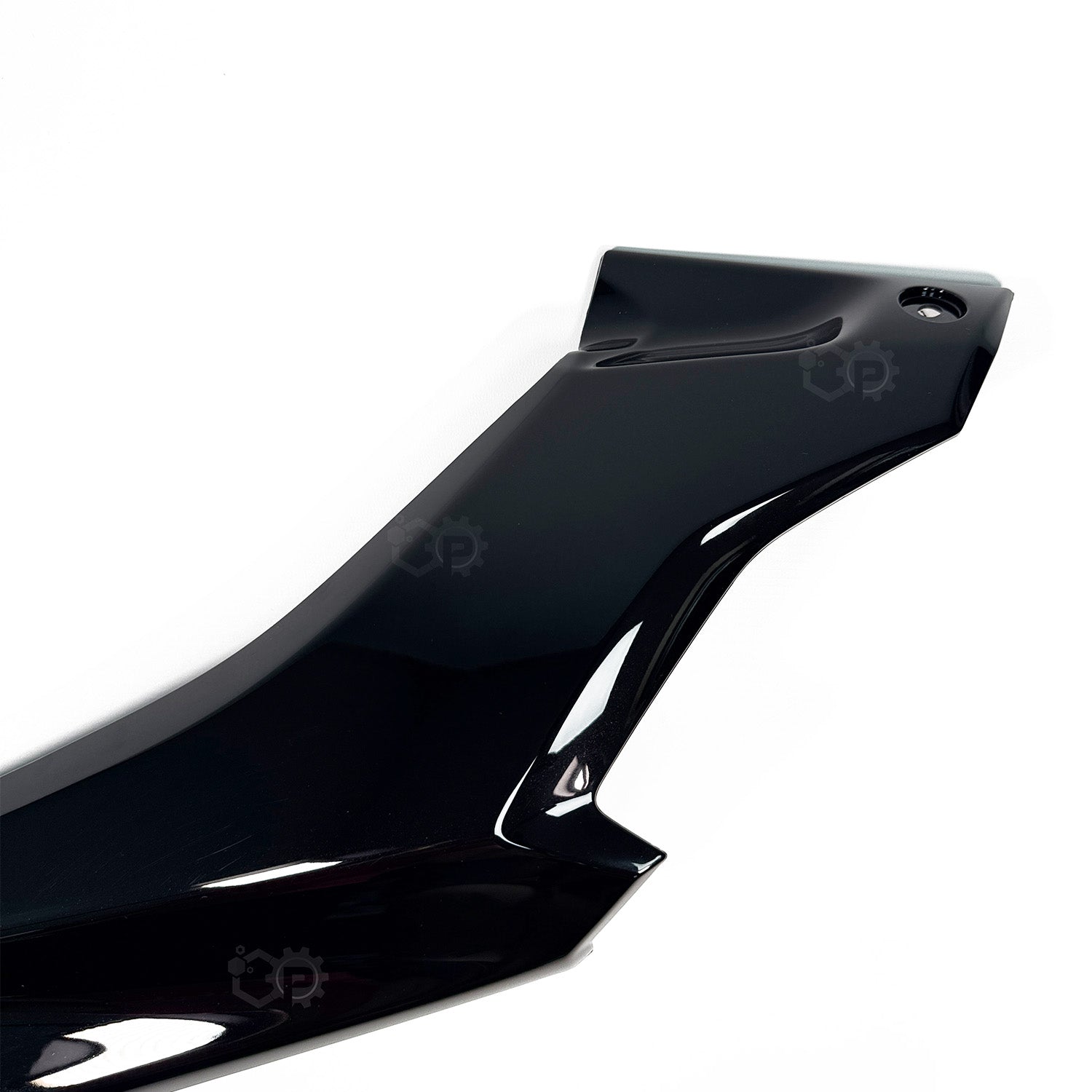 Black motorcycle fender on a white background