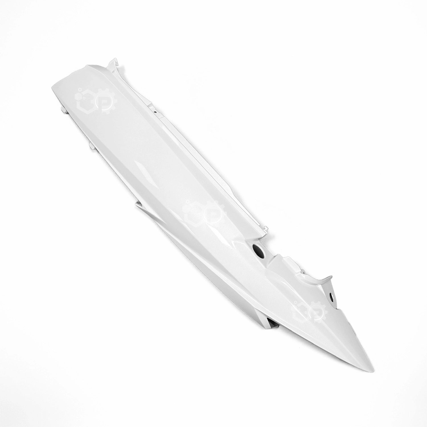 White plastic car body panel on a white background