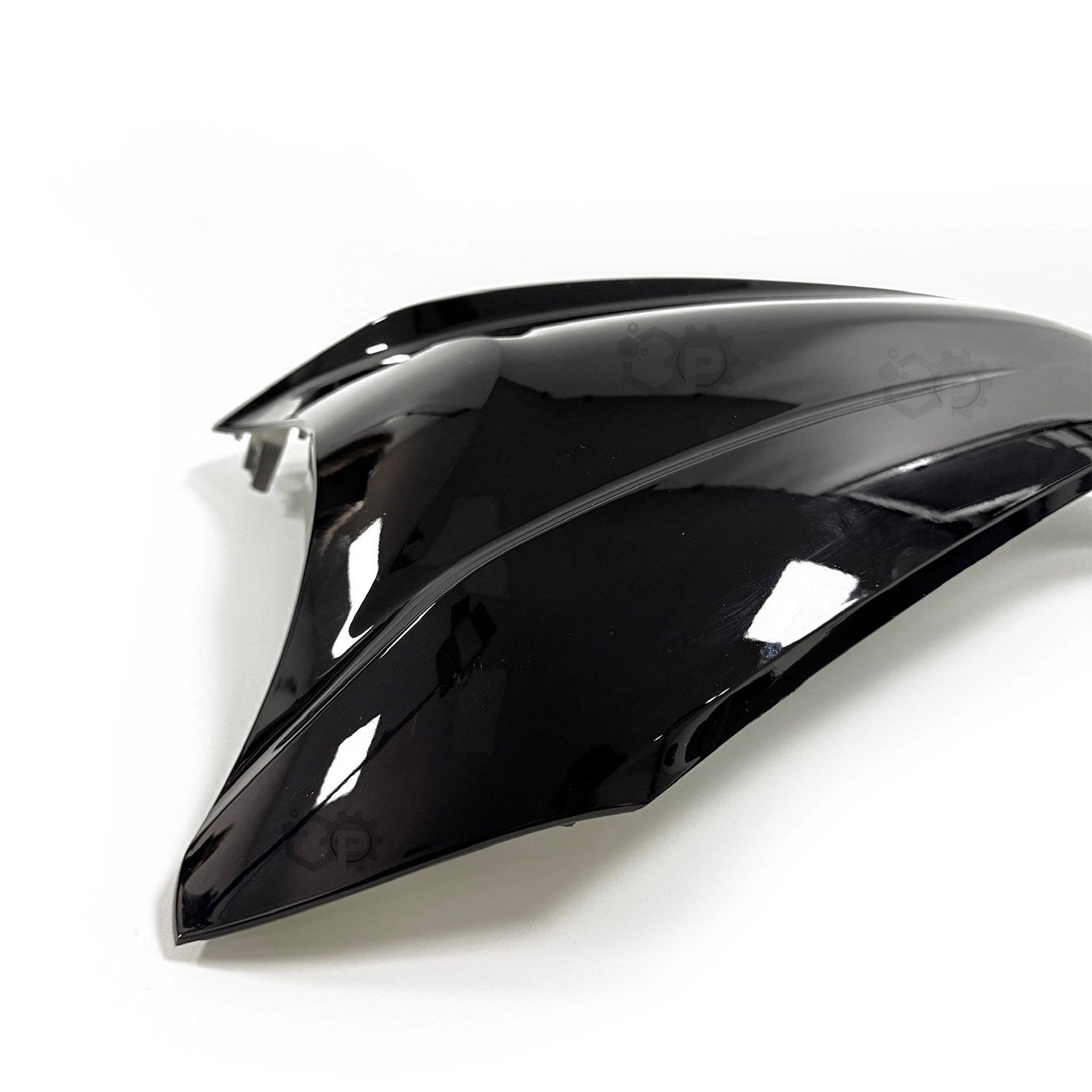 Black motorcycle windshield on a white background
